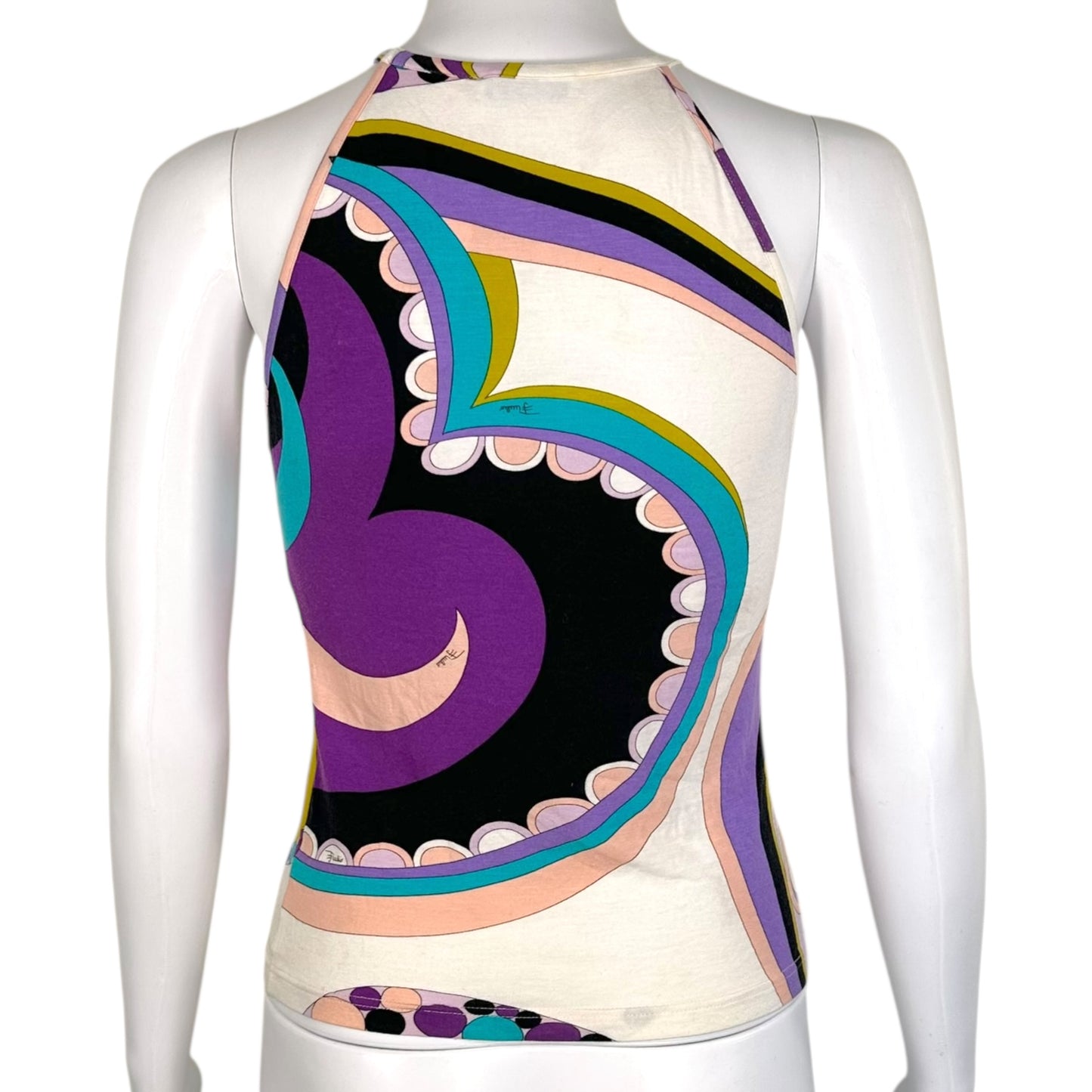 Emilio Pucci Purple & Teal Multi Printed Halter Cami