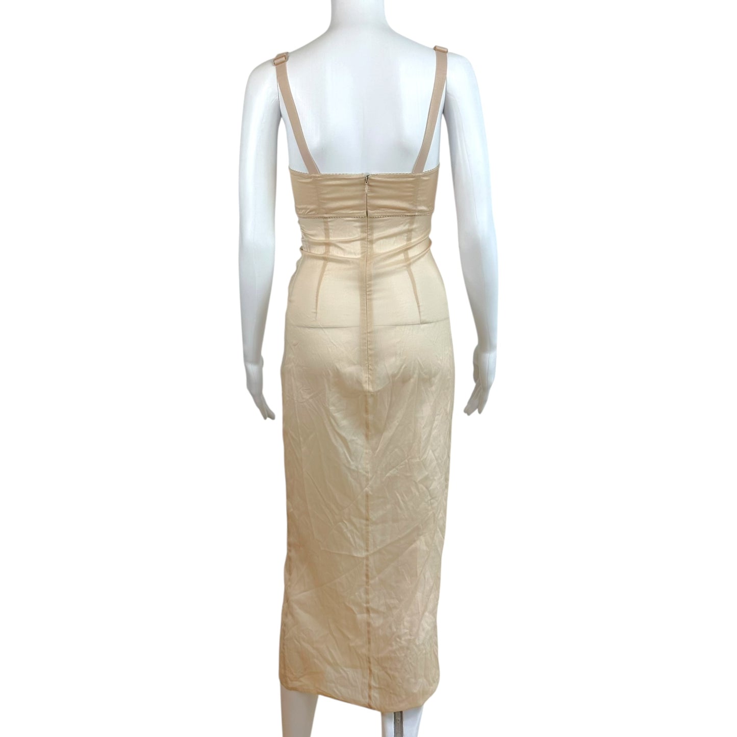Dolce & Gabbana Beige Sheer Midi Slip Dress XS