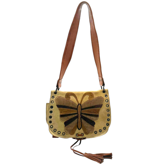 Dolce & Gabbana Beige Suede & Corduroy Butterfly Shoulder Bag