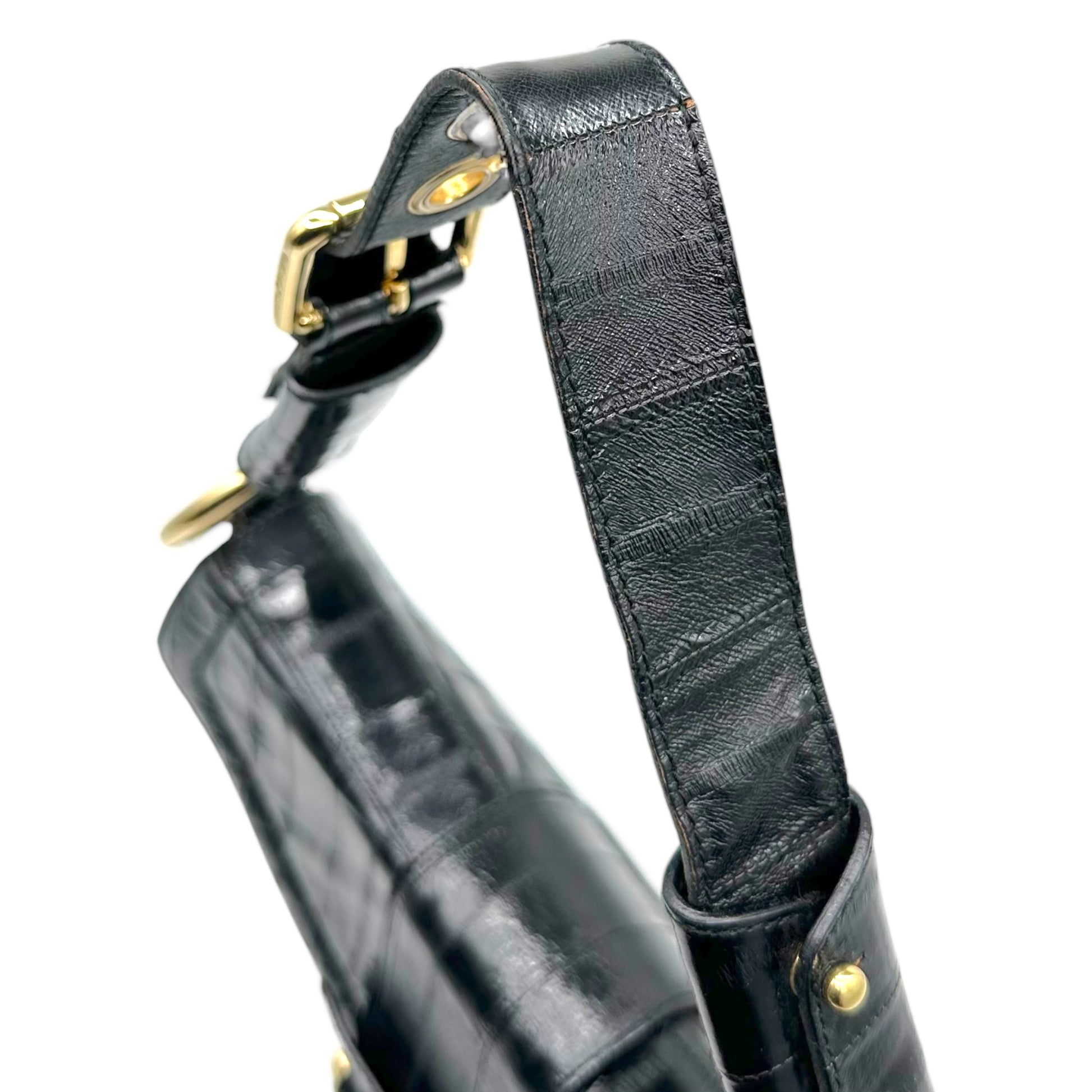 Dolce & Gabbana Black Gold Eel Skin Shoulder Bag