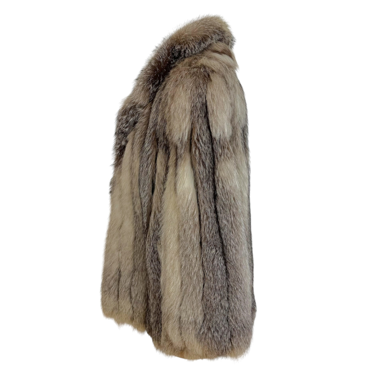 Saga Fox Silver Fox Fur Coat with Wide Collar