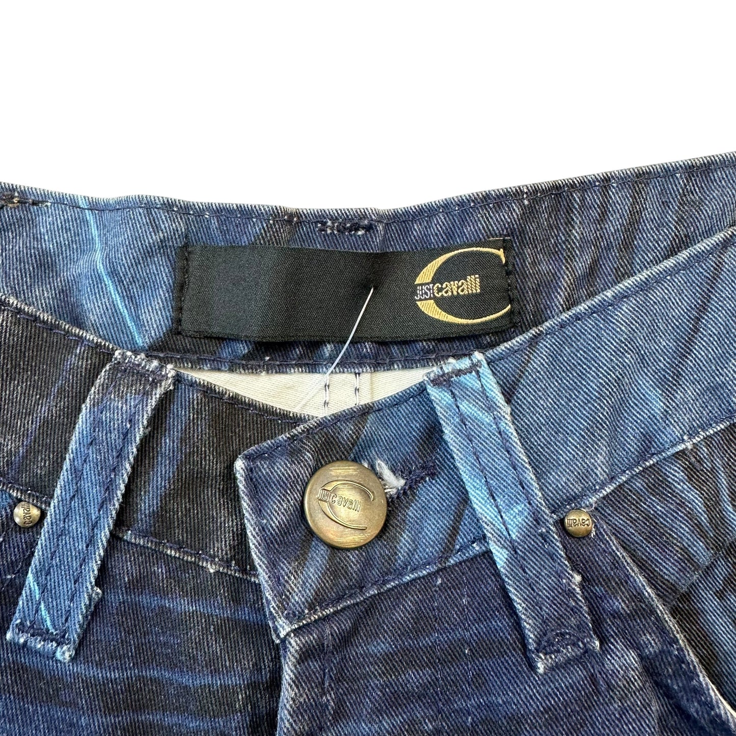 Just Cavalli Roberto Cavalli Blue Palm Print Jeans