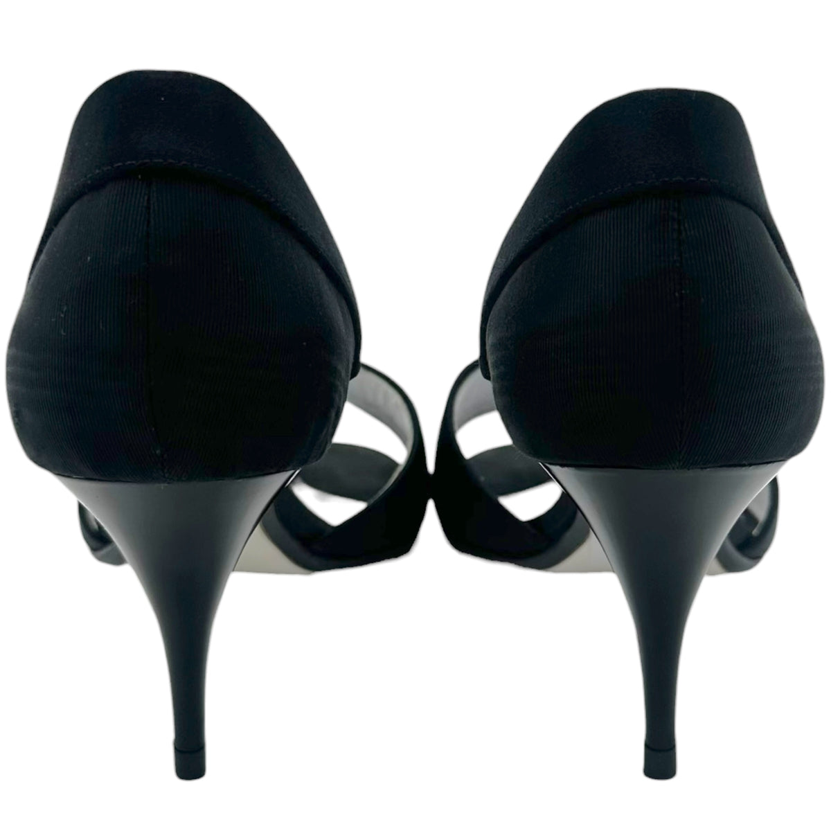 Chanel Tuxedo Black Silk Slingback Heels