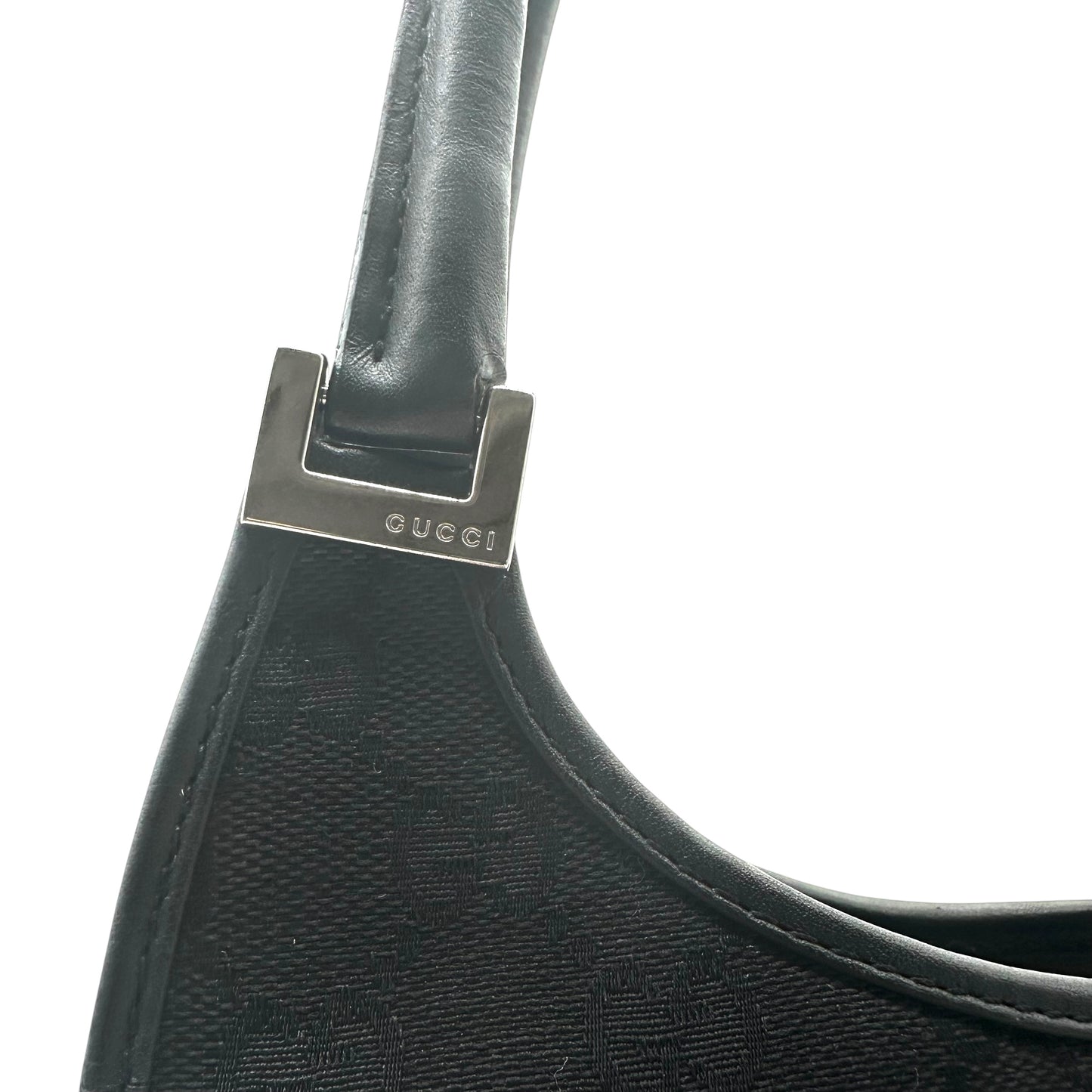 Gucci Black & Silver Monogram Canvas Mini Jackie Bag