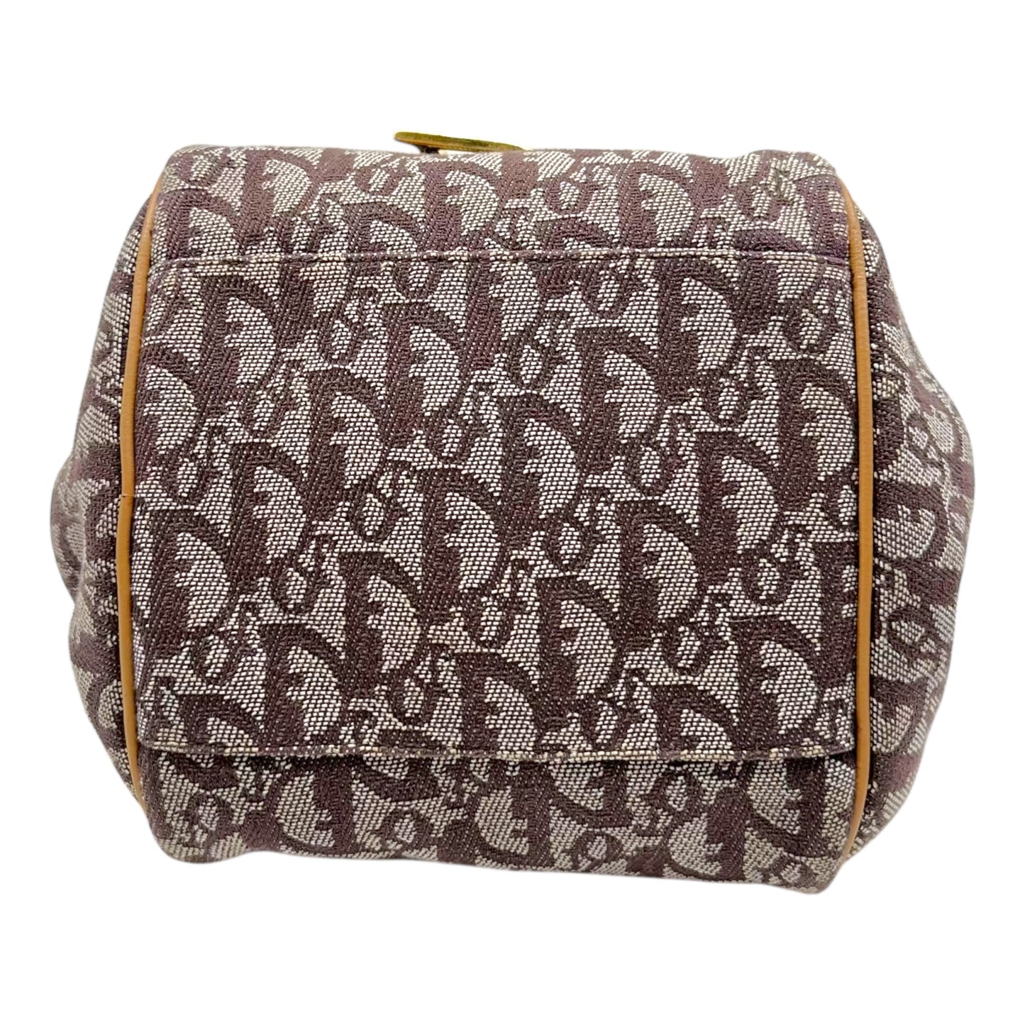 Christian Dior Burgundy Trotter Monogram & Tan Leather Dumpling Bag