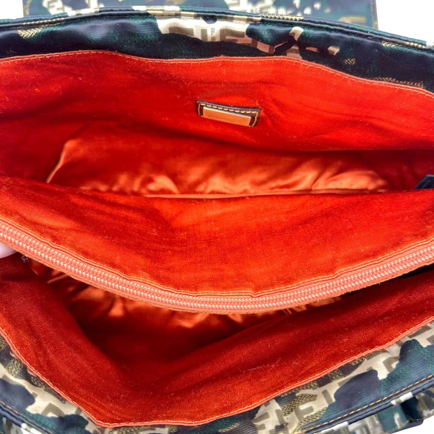Fendi Messenger Bag Beige Zucchino Monogram Camouflage Satin