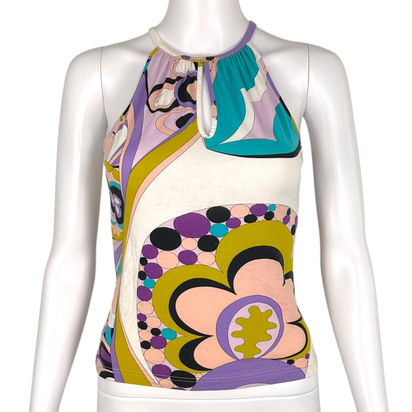 Emilio Pucci Purple & Teal Multi Printed Halter Cami