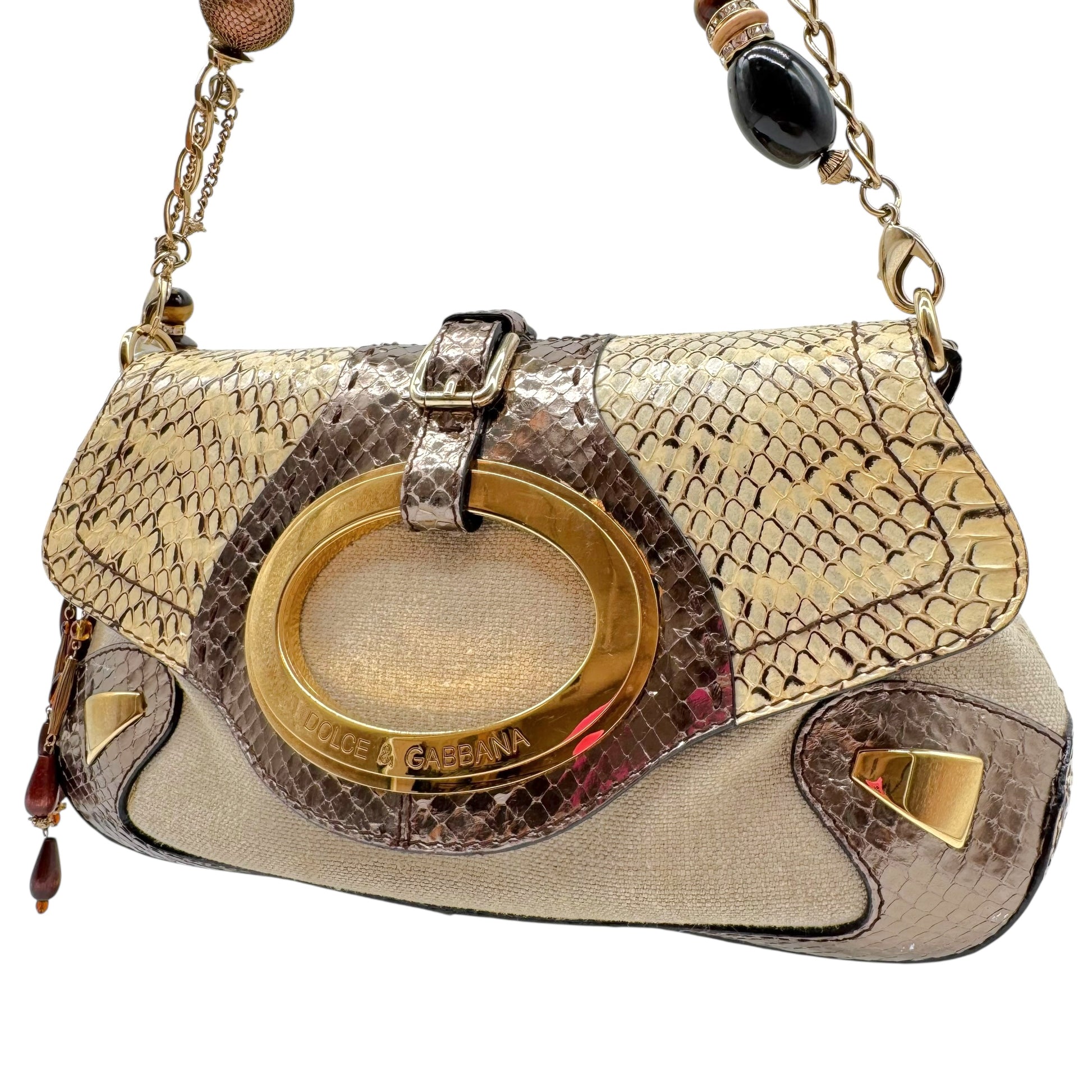 Dolce & Gabbana Python Beaded Shoulder Bag