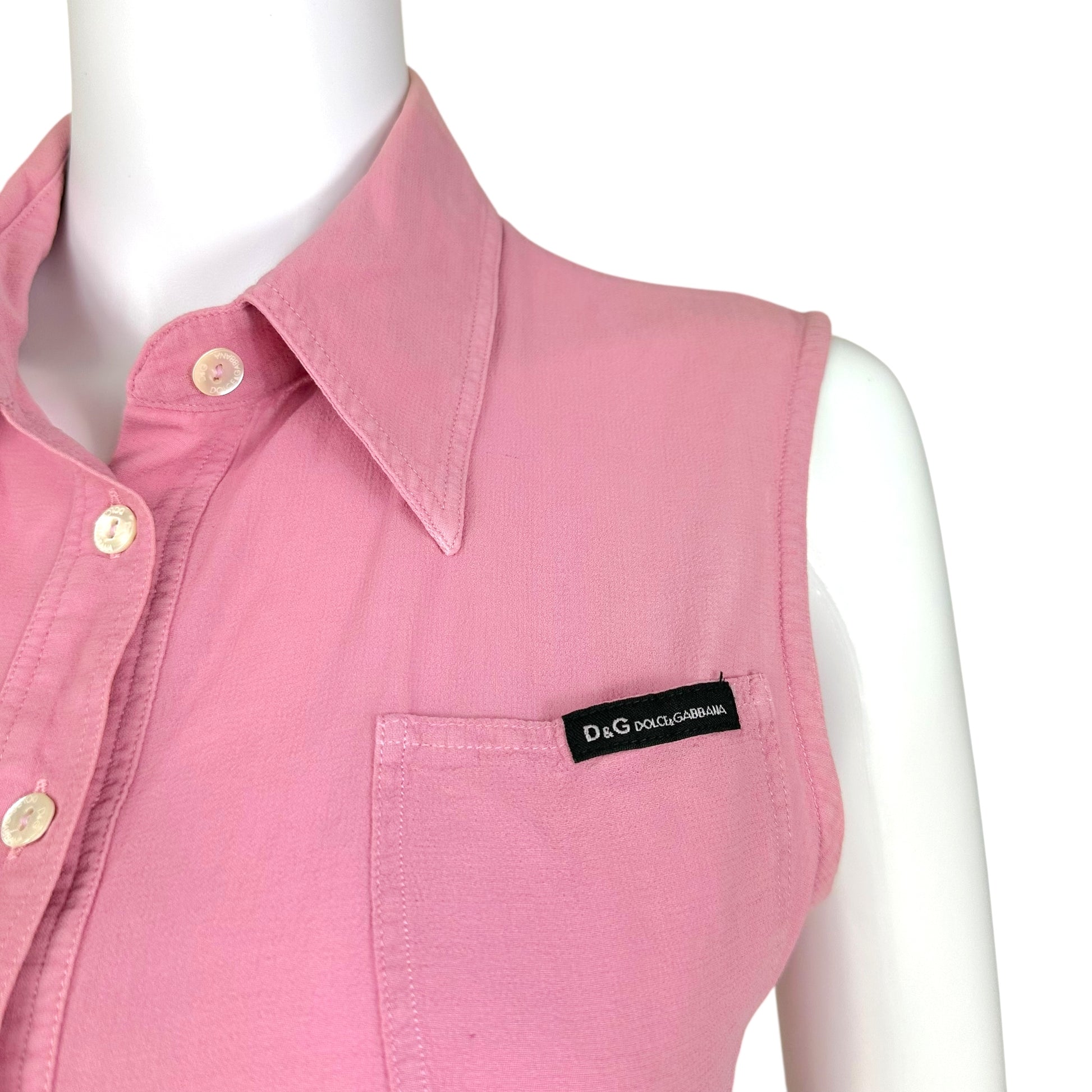 D&G Dolce & Gabbana Sheer Pink Sleeveless Blouse - Outfit Repeater