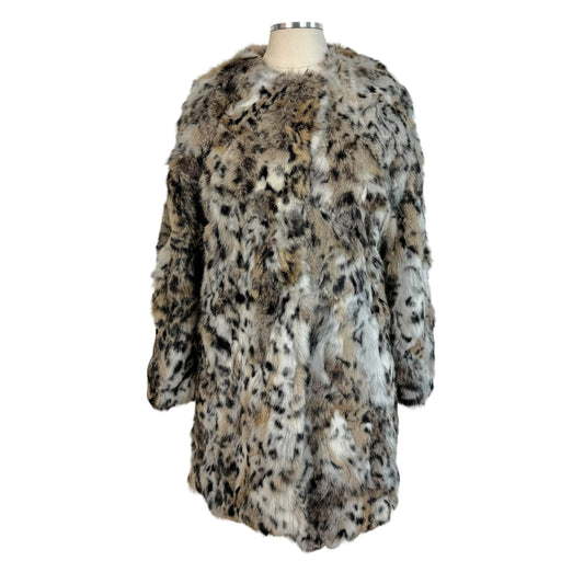 Lydie Dyed Rabbit Fur Coat Lynx Pattern XS