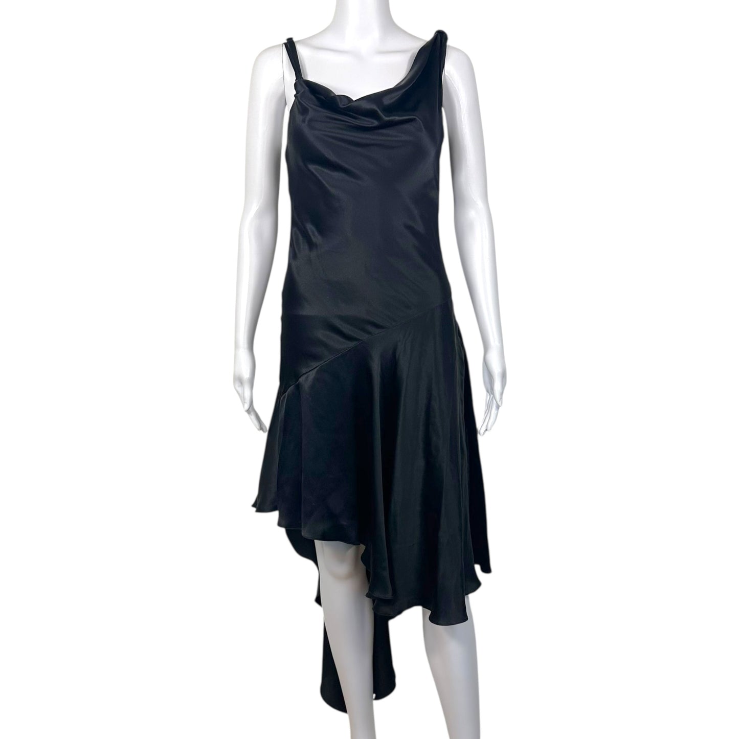D&G Dolce & Gabbana Black Silk Asymmetrical Silk Midi Dress NEW - Outfit Repeater