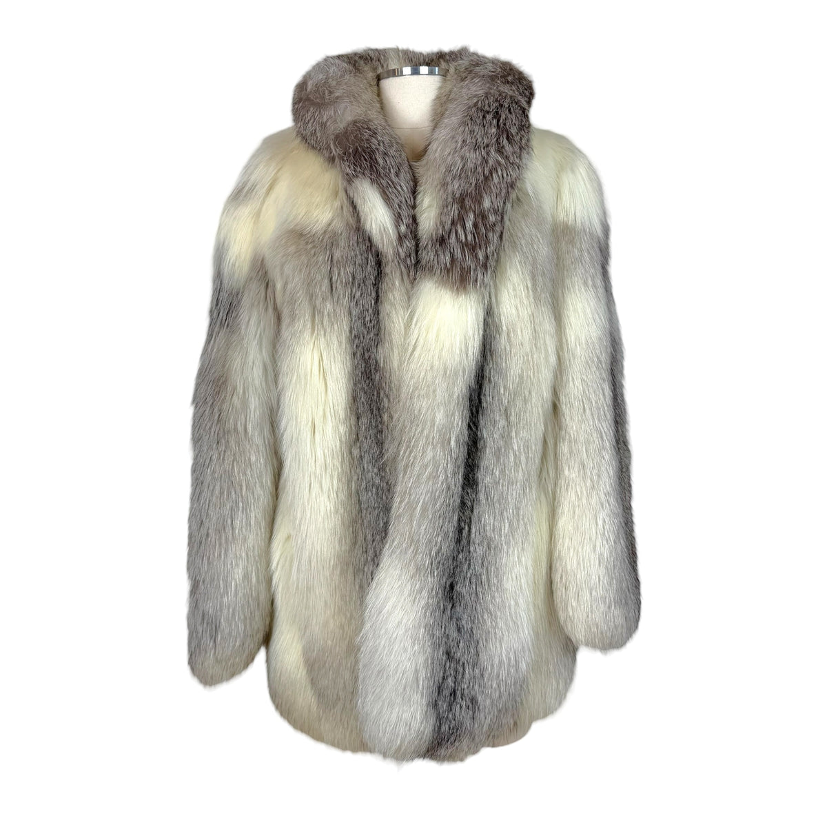 Saga Fox Silver Fox Fur Coat Ivory Gray 1990s Vintage