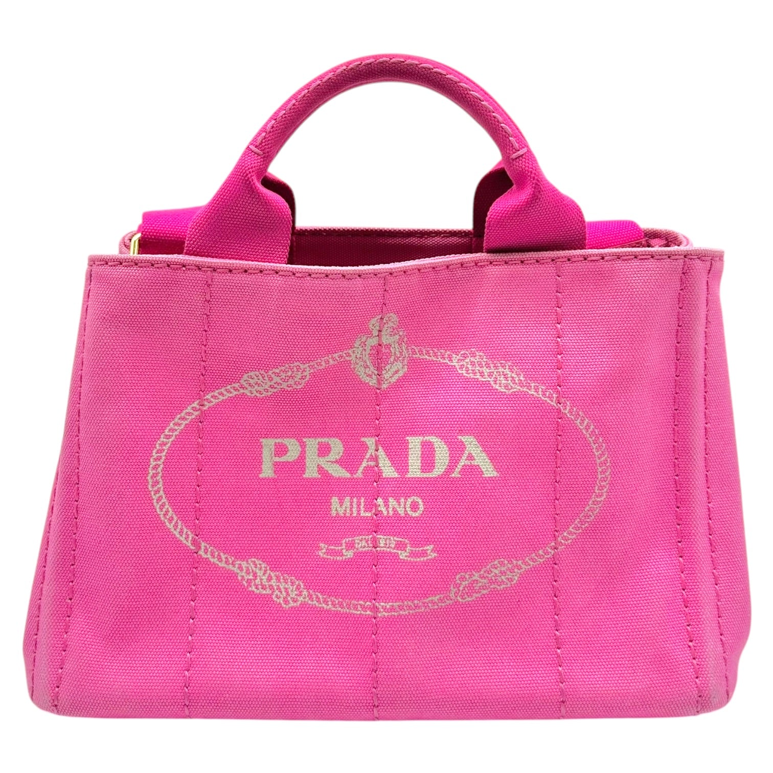 Prada Pink Canvas 2-Way Tote Bag