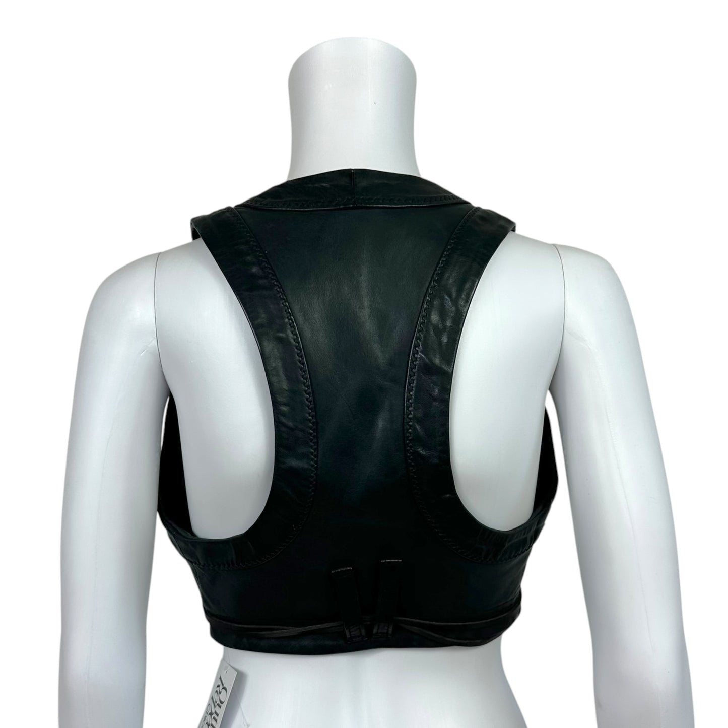 Dsquared2 Black Leather Cropped Vest