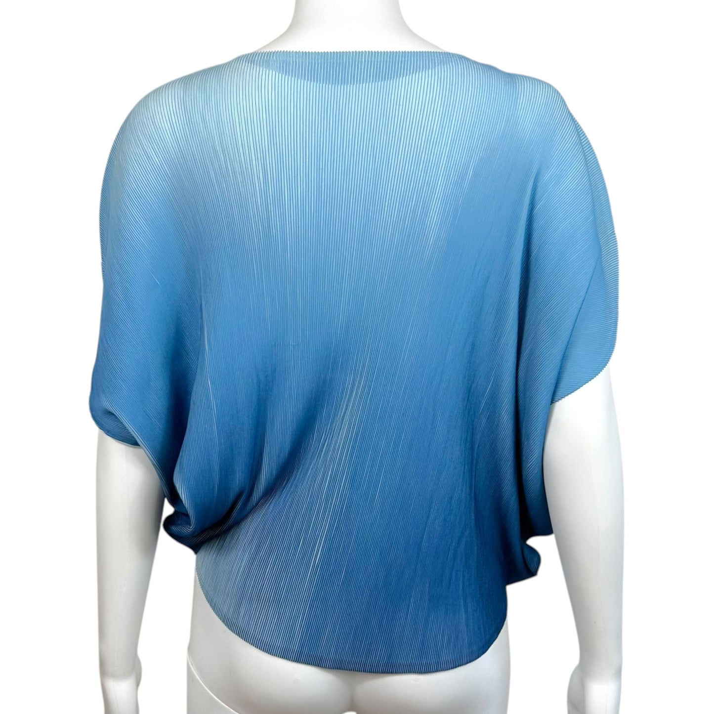 Issey Miyake Pleats Please Blue Ombre Pleated Circle-Cut Blouse