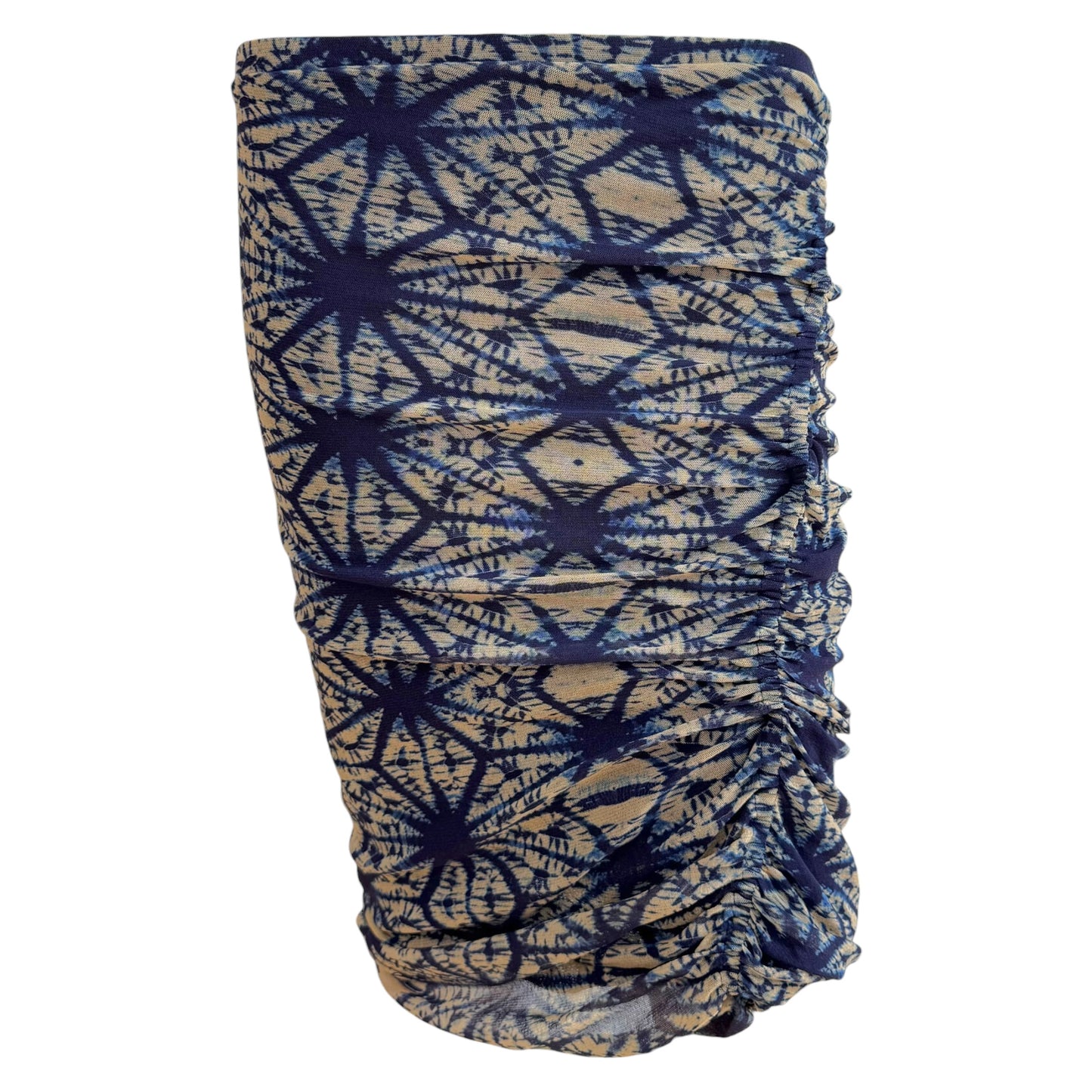 Jean Paul Gaultier Soleil Blue & Beige Tie Dye Print Mesh Midi Skirt