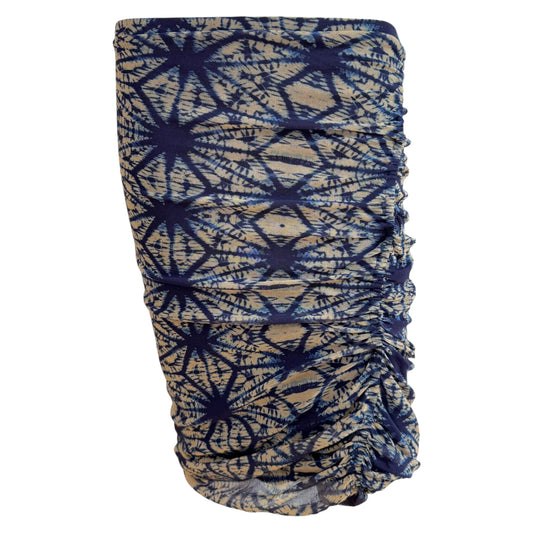 Jean Paul Gaultier Soleil Blue & Beige Tie Dye Print Mesh Midi Skirt