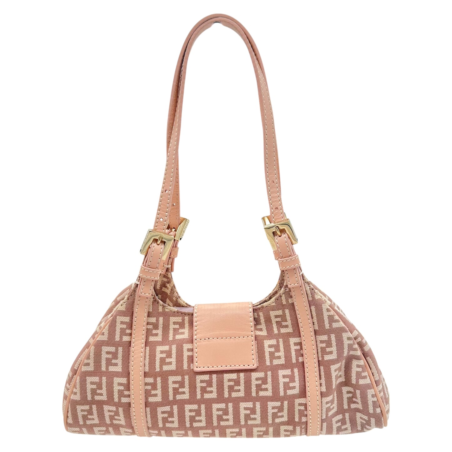 Fendi Pink Zucchino Monogram Mini Baguette Shoulder Bag - Outfit Repeater
