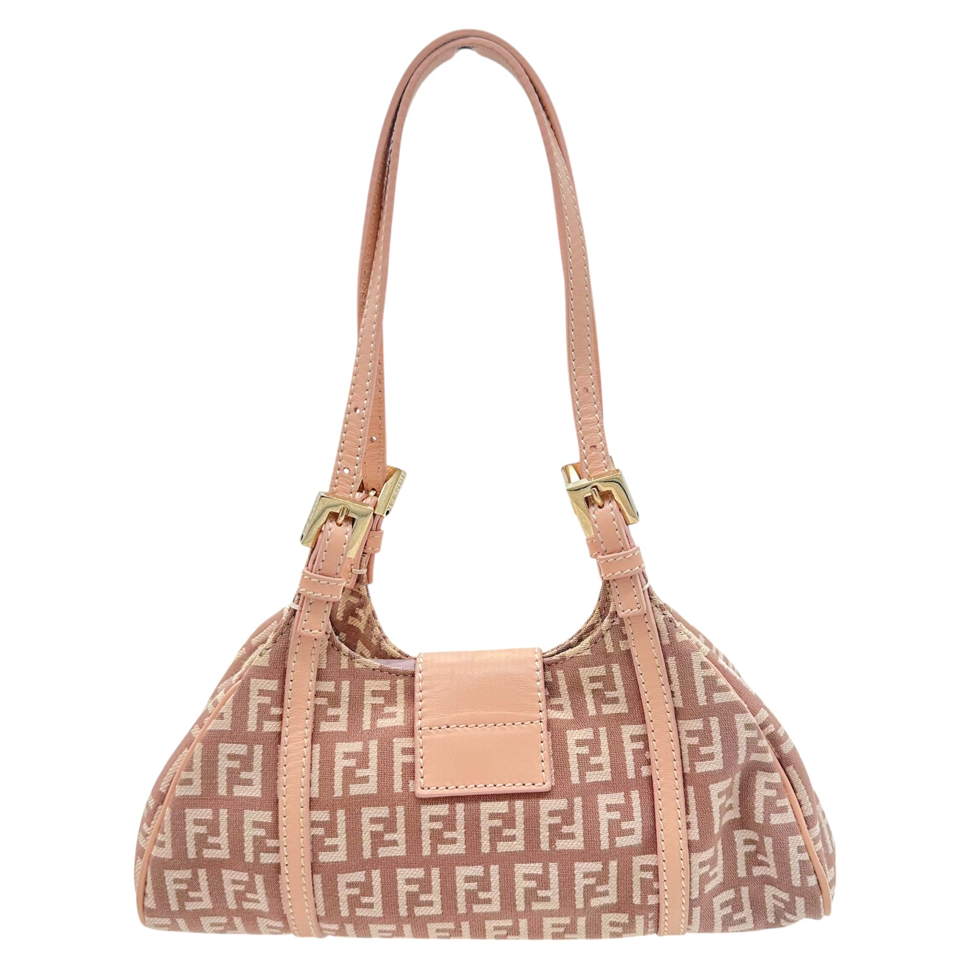 Fendi Pink Zucchino Monogram Mini Baguette Shoulder Bag - Outfit Repeater