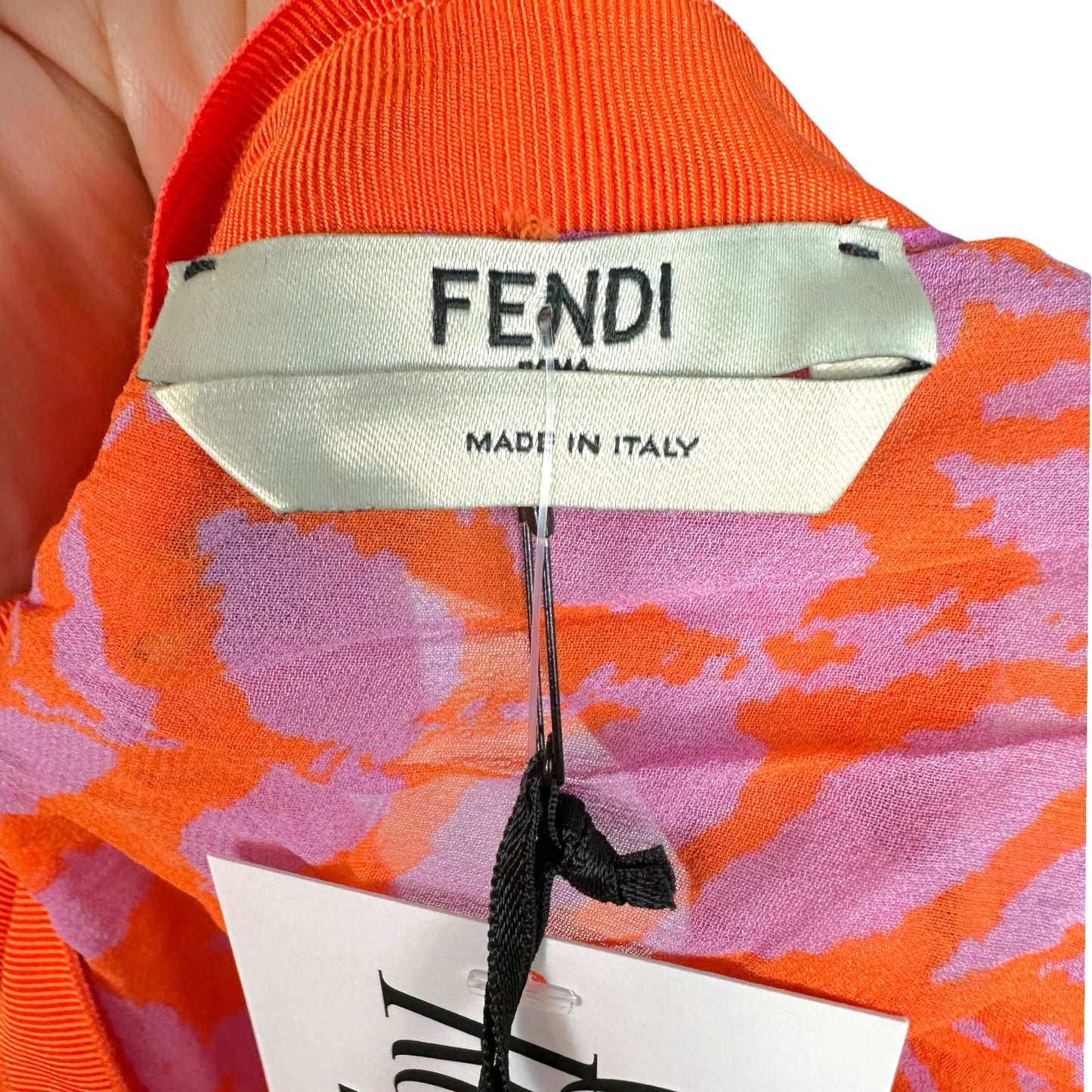 Fendi Orange & Purple Printed Silk Batwing Sleeve Cut-Out Maxi Dress NEW