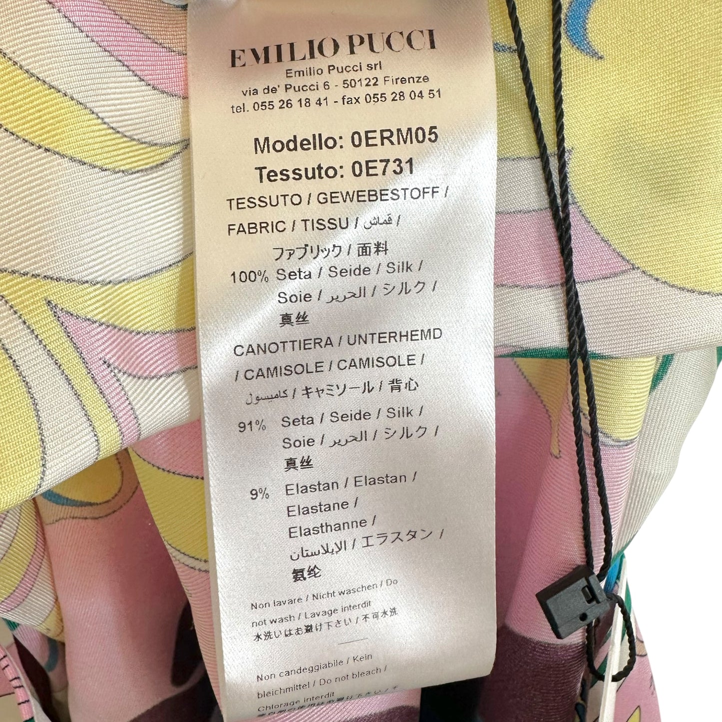 Emilio Pucci Silk Multicolor Printed Asymmetrical Kaftan Blouse