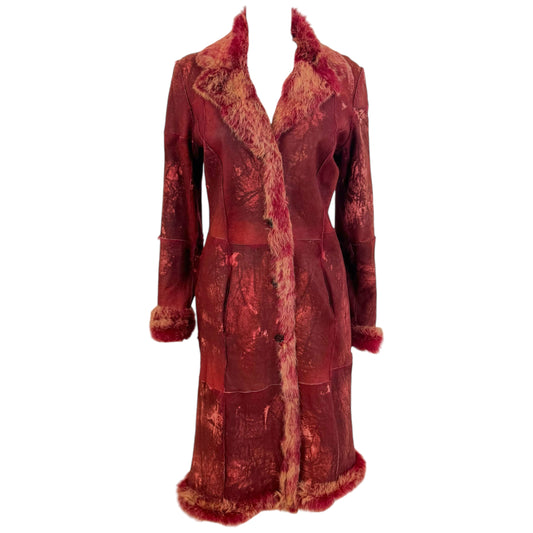 Amava Arzuaga Red Mid-Length Rabbit Fur Coat