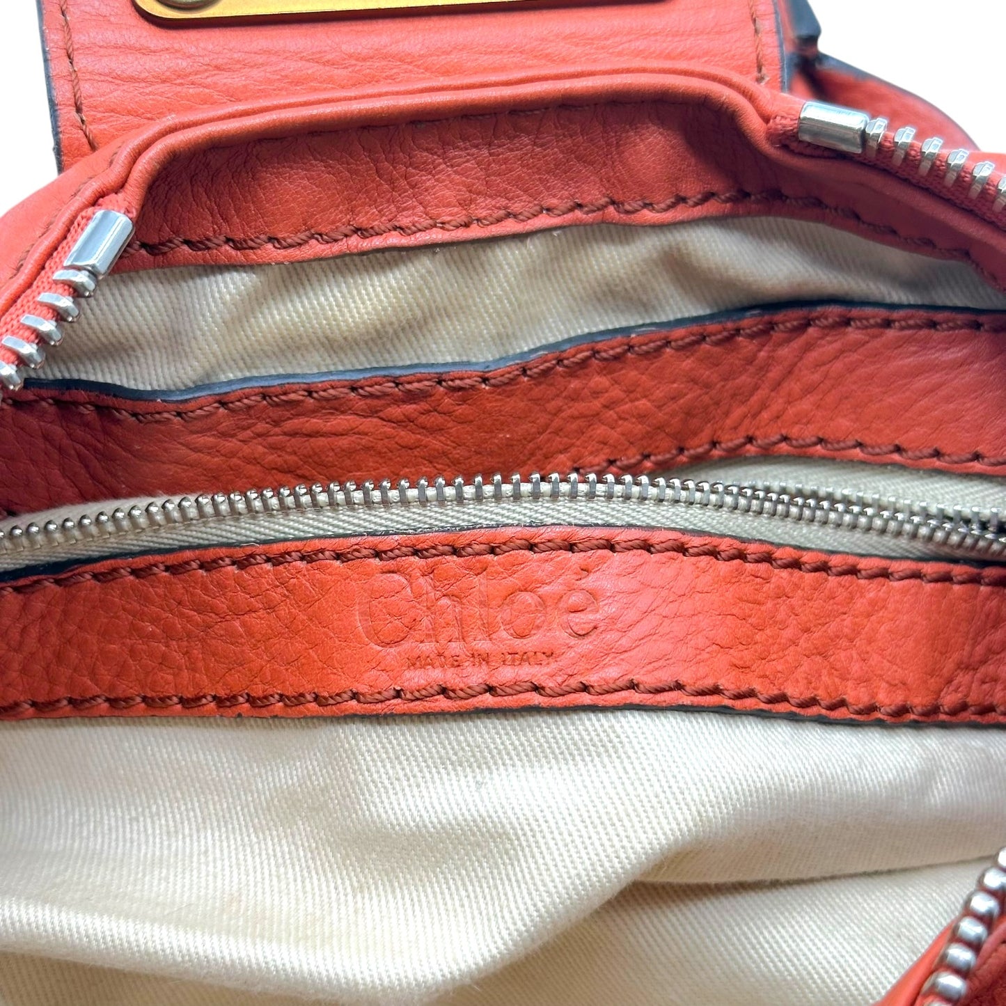Chloé Terracota Orange & Gold Mini Paddington Shoulder Bag