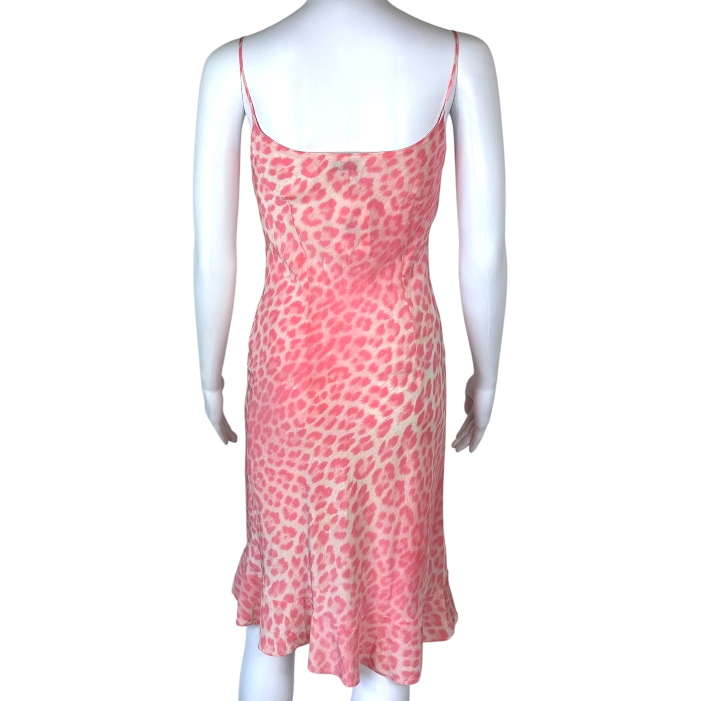 Moschino Pink Leopard Print Silk Slip Dress