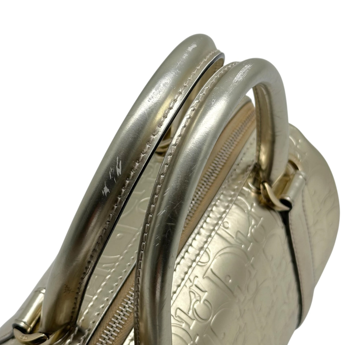 Christian Dior Gold Metallic Trotter Monogram Small Handbag