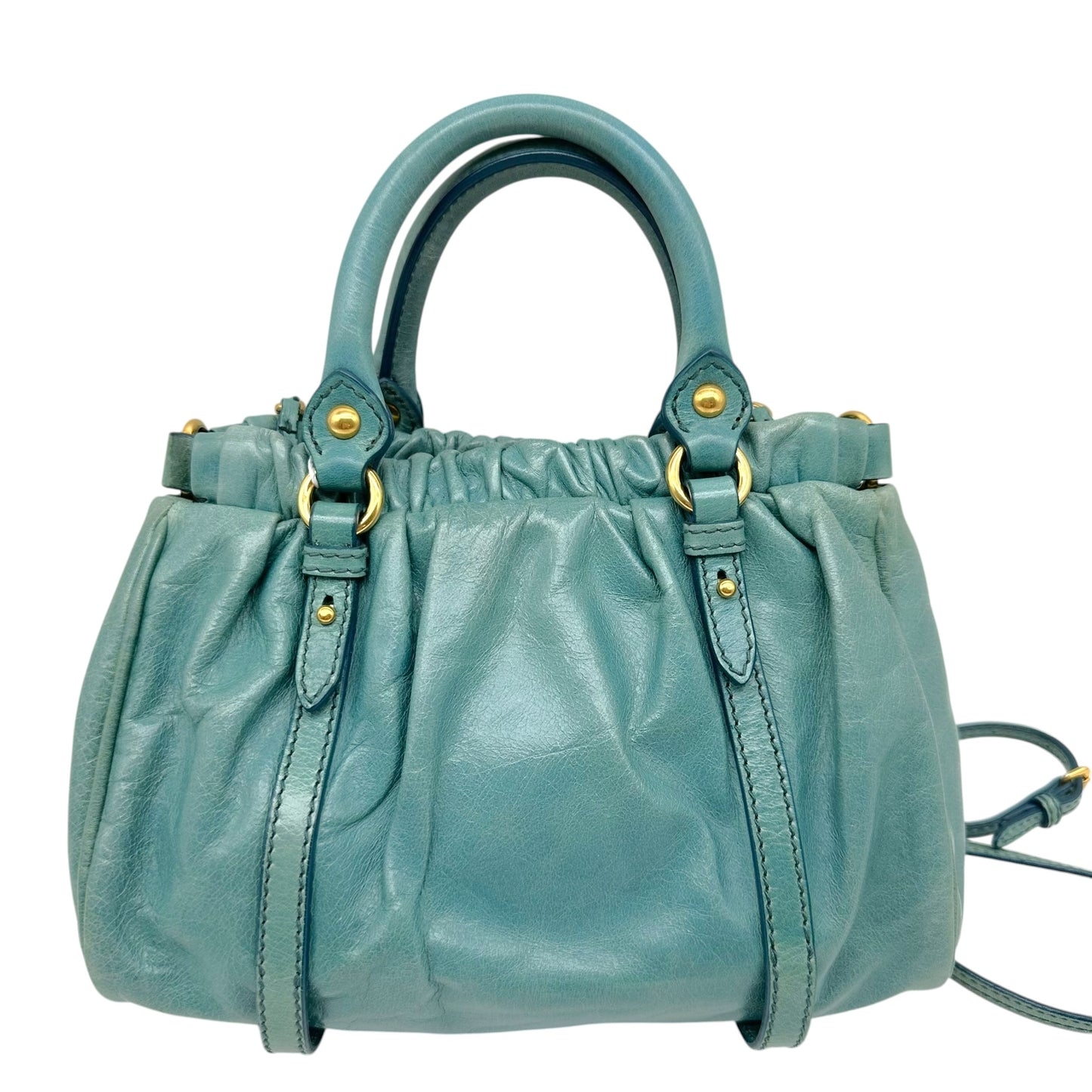 Miu Miu Turquoise Leather Mini Vitello 2-Way Bag