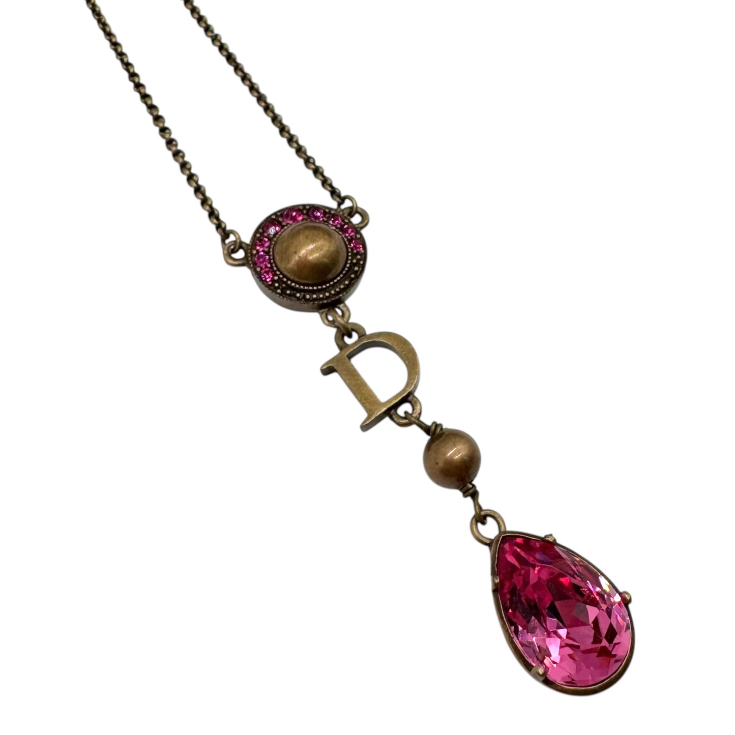 Christian Dior Pink Crystal & Copper Larait Necklace - Outfit Repeater