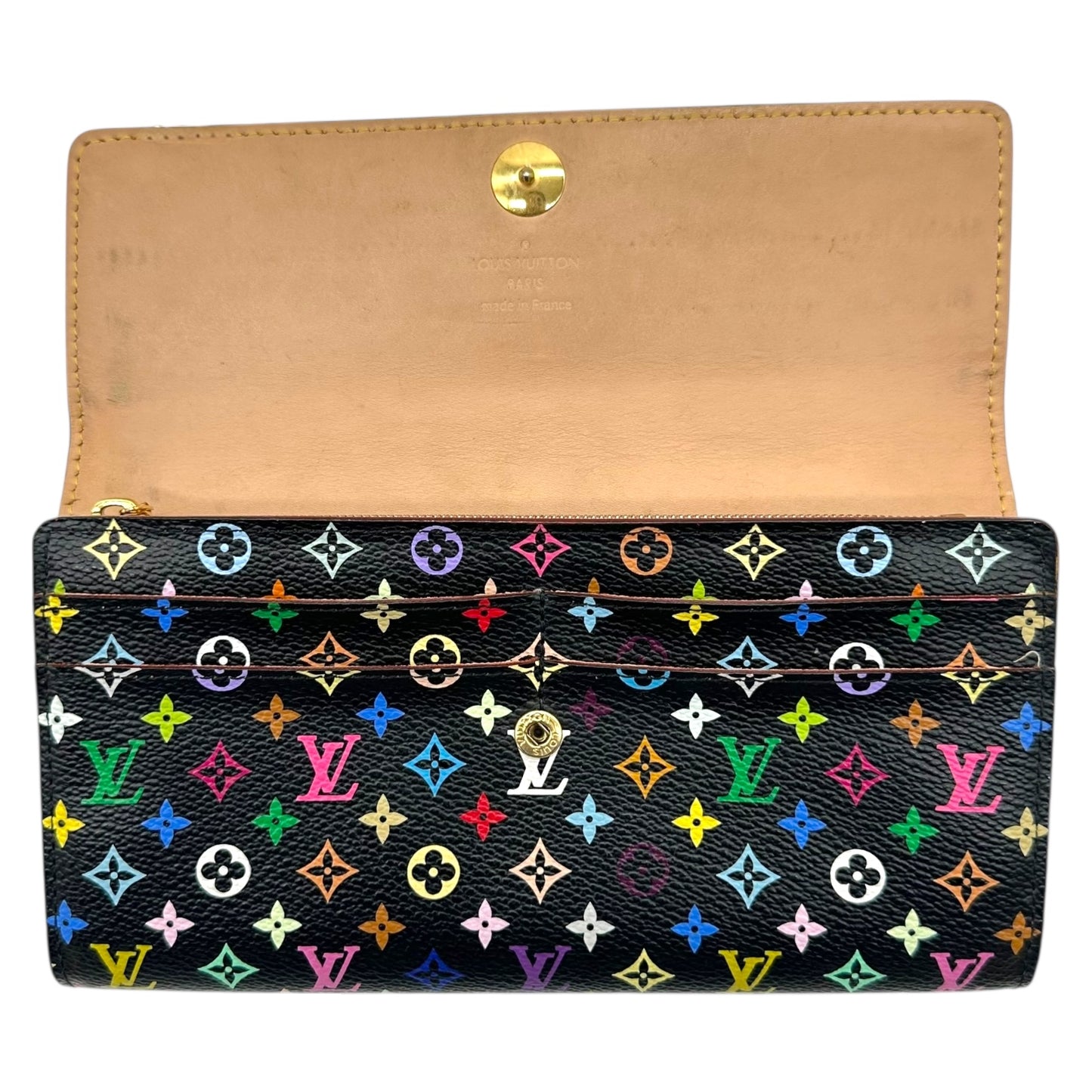 Louis Vuitton Black Murakami Multicolor Monogram Sarah Long Wallet - Outfit Repeater