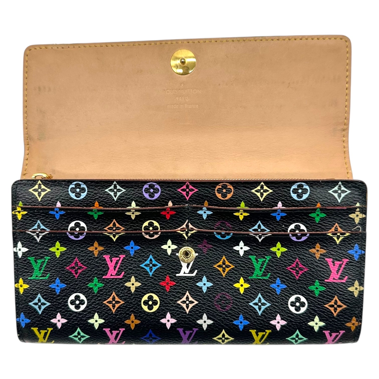 Louis Vuitton Black Murakami Multicolor Monogram Sarah Long Wallet - Outfit Repeater