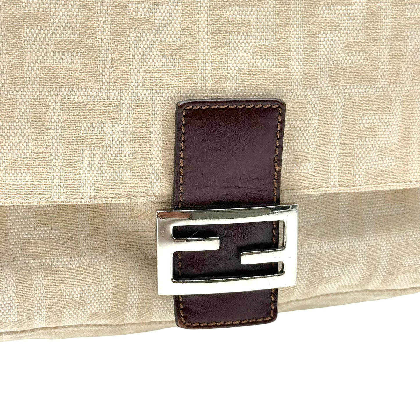 Fendi Mama Baguette Bag Ivory Brown Zucca Monogram