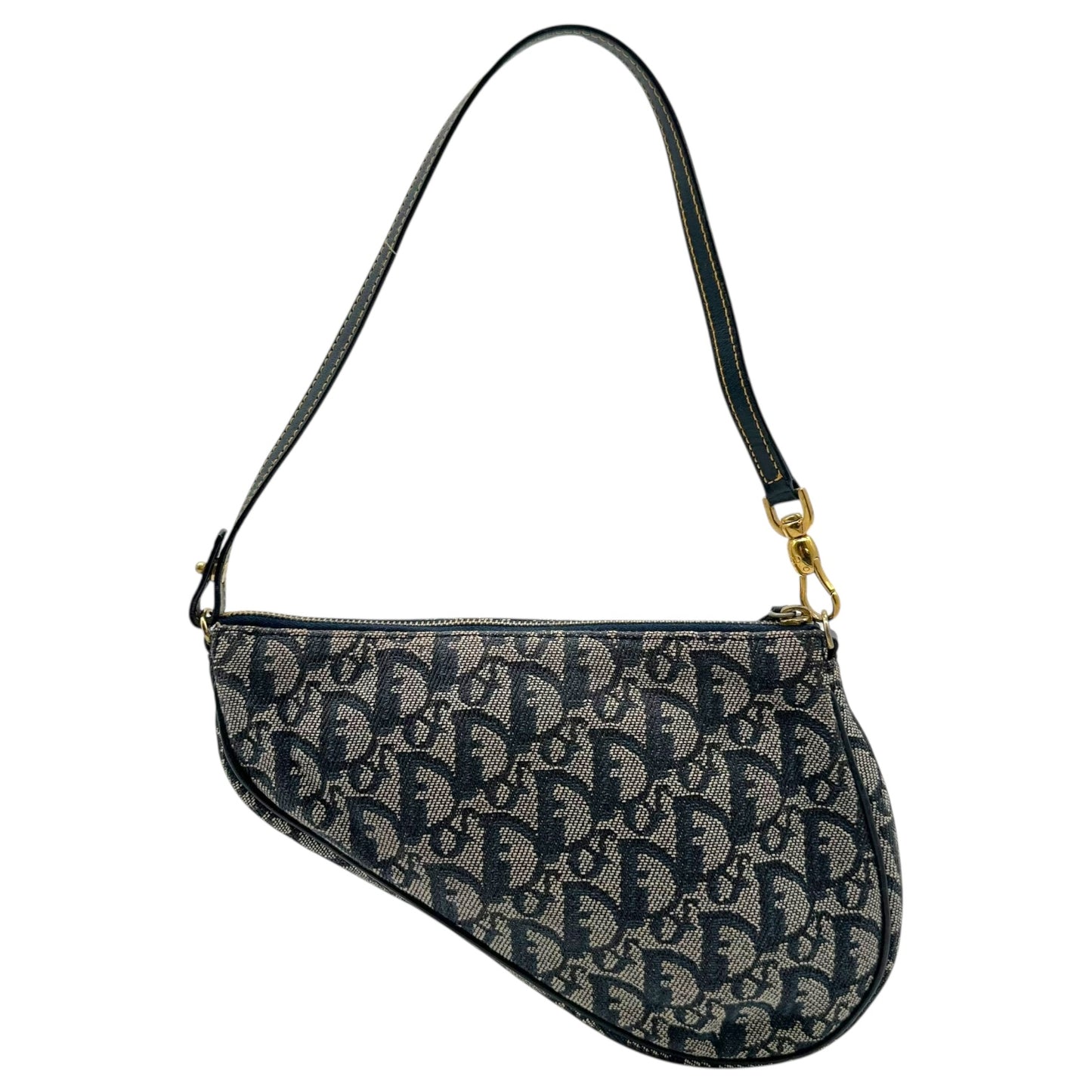 Christian Dior Navy Blue Trotter Monogram Mini Saddle Bag