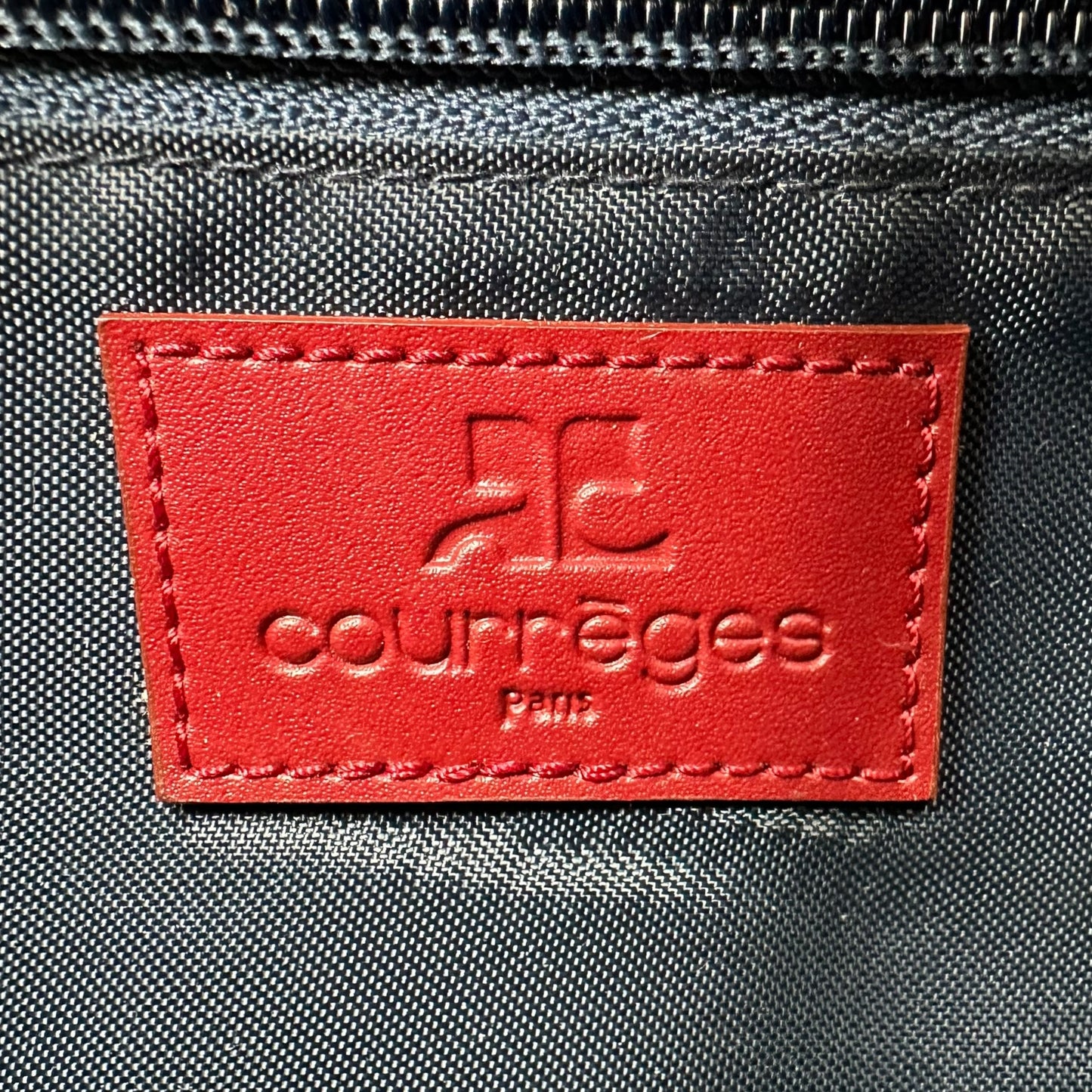 Courreges Denim & Red Leather Trim Mini Bag