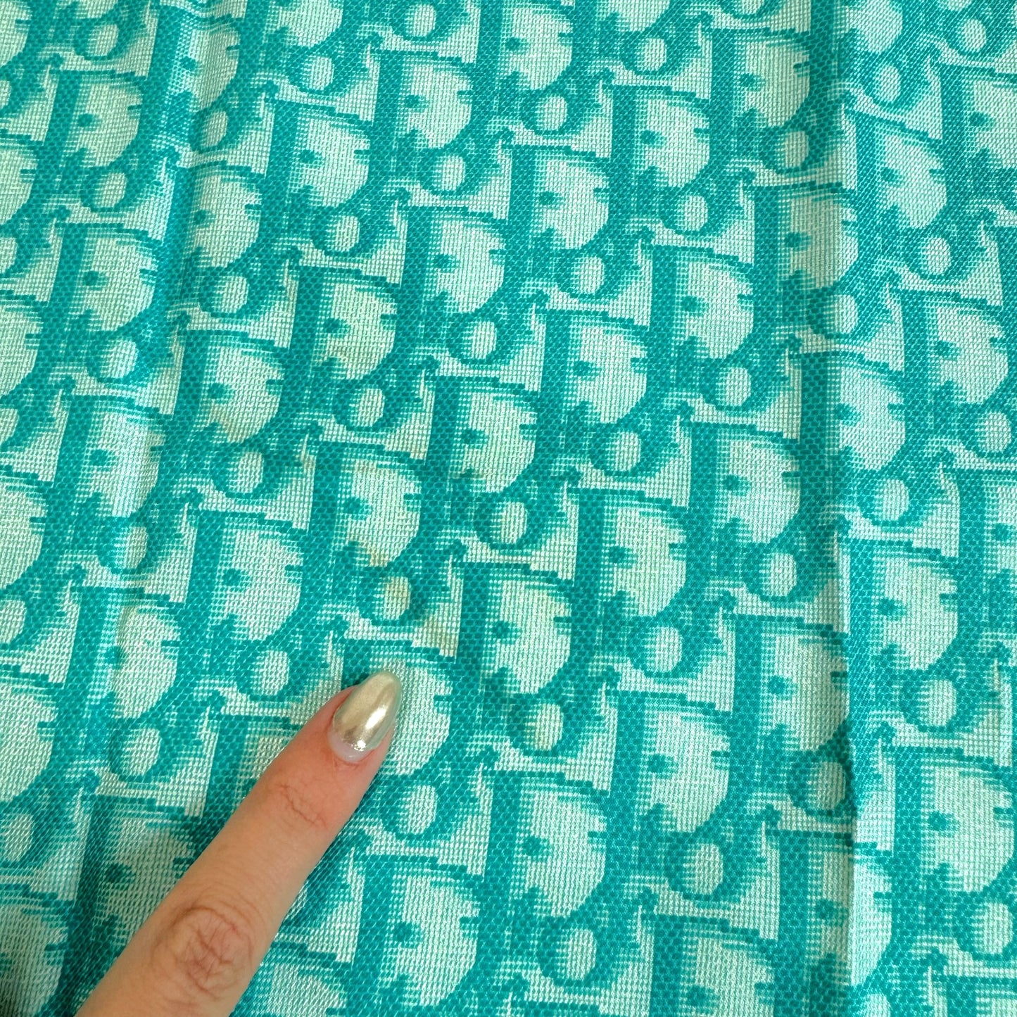 Christian Dior Turquoise Trotter Monogram Silk Square Scarf