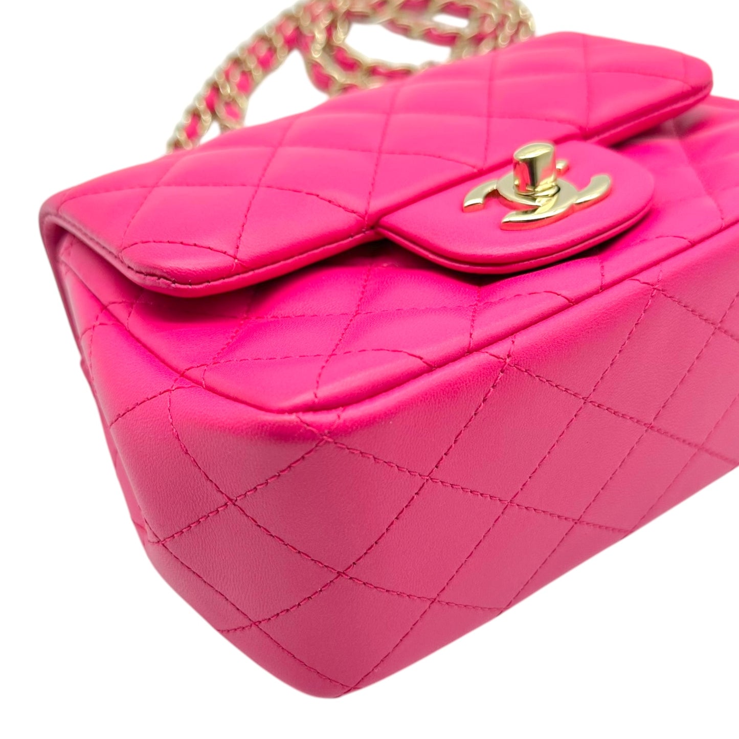 Chanel Hot Pink Matelasse Small Square Flap Bag
