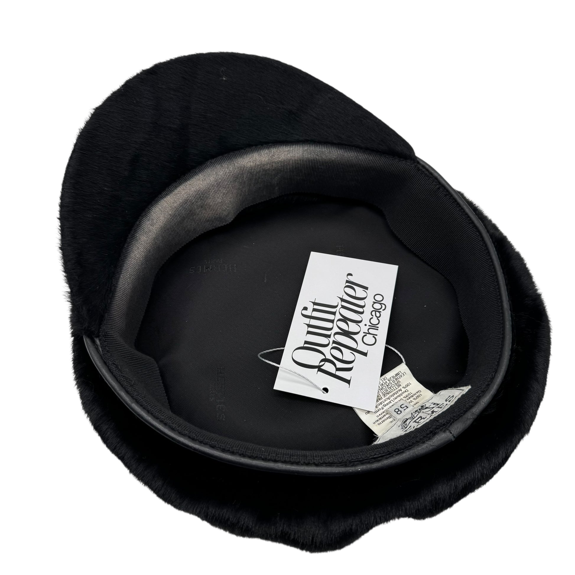 Hermes Black Ponyhair Newsboy Hat - Outfit Repeater