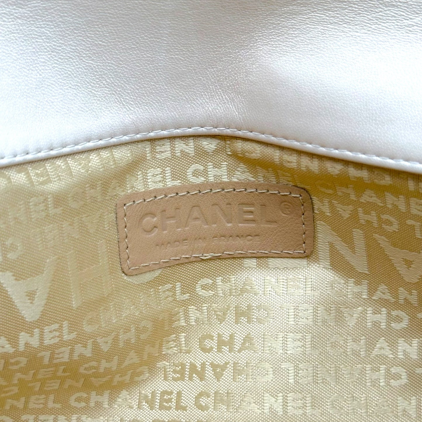 Chanel Ivory Lambskin Leather Turnlock Shoulder Bag