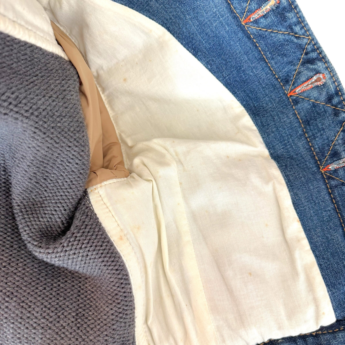 Dsquared2 Orange Puffer Sleeve & Denim Patchwork Jacket