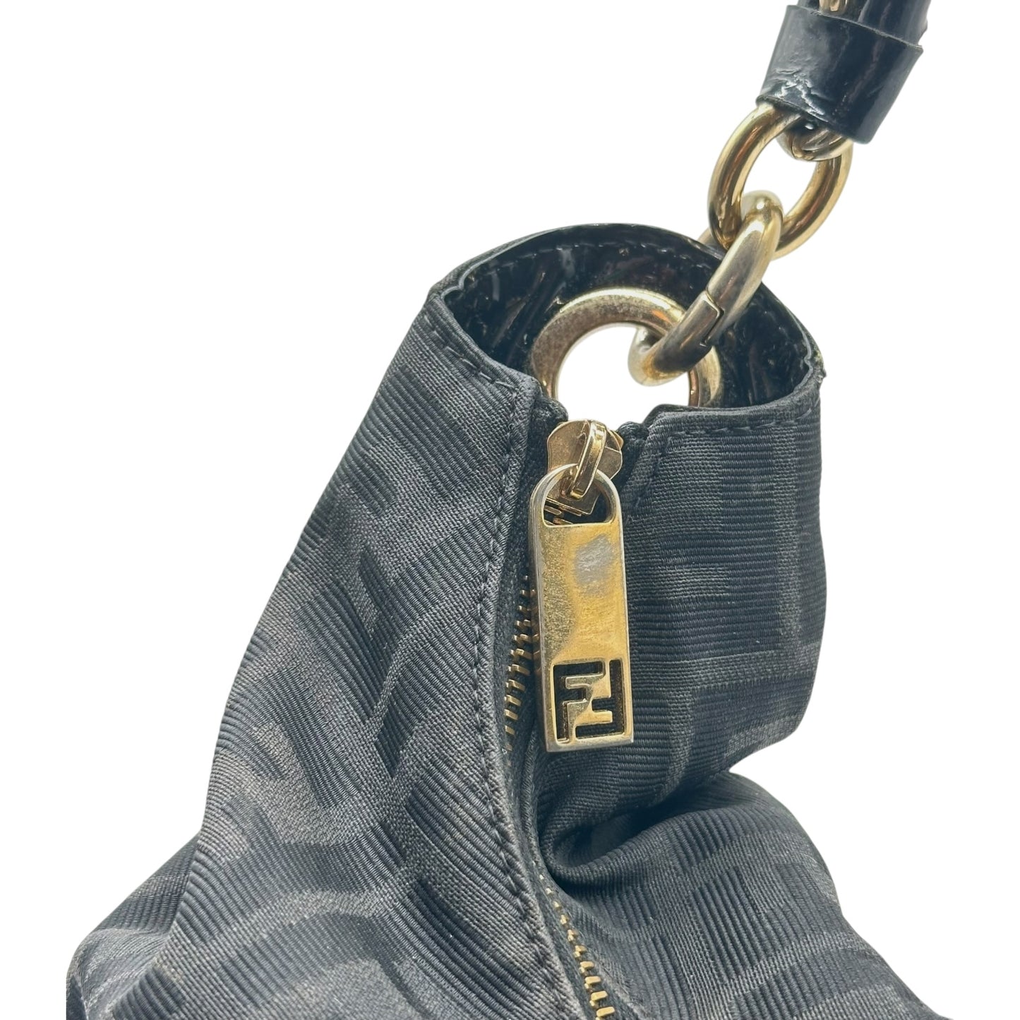 Fendi Black Zucca Monogram Hobo Bag