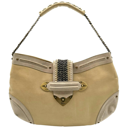 Christian Dior Jeanne Ivory Leather Hobo Shoulder Bag