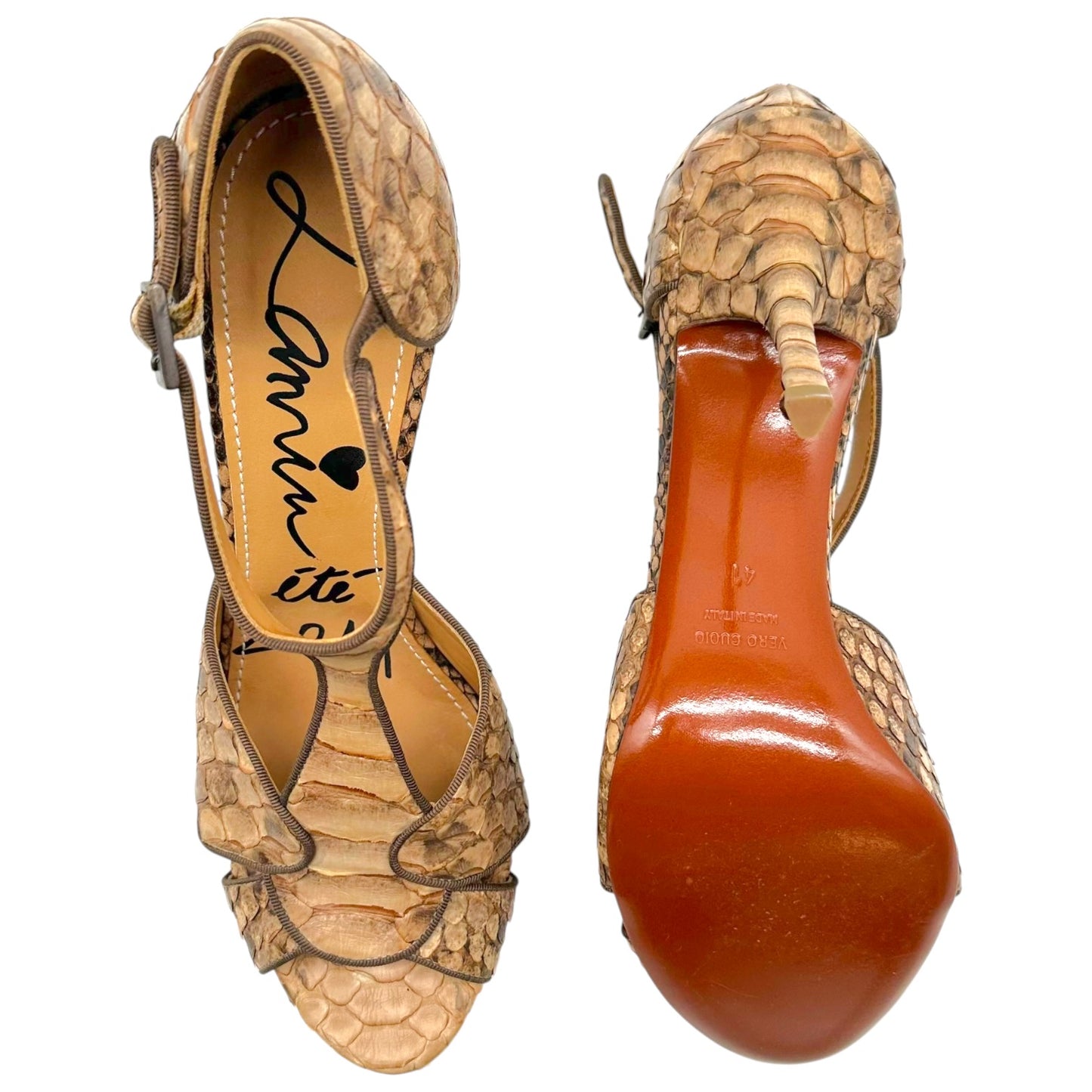 Lanvin 2011 Brown Python Sandal Heels