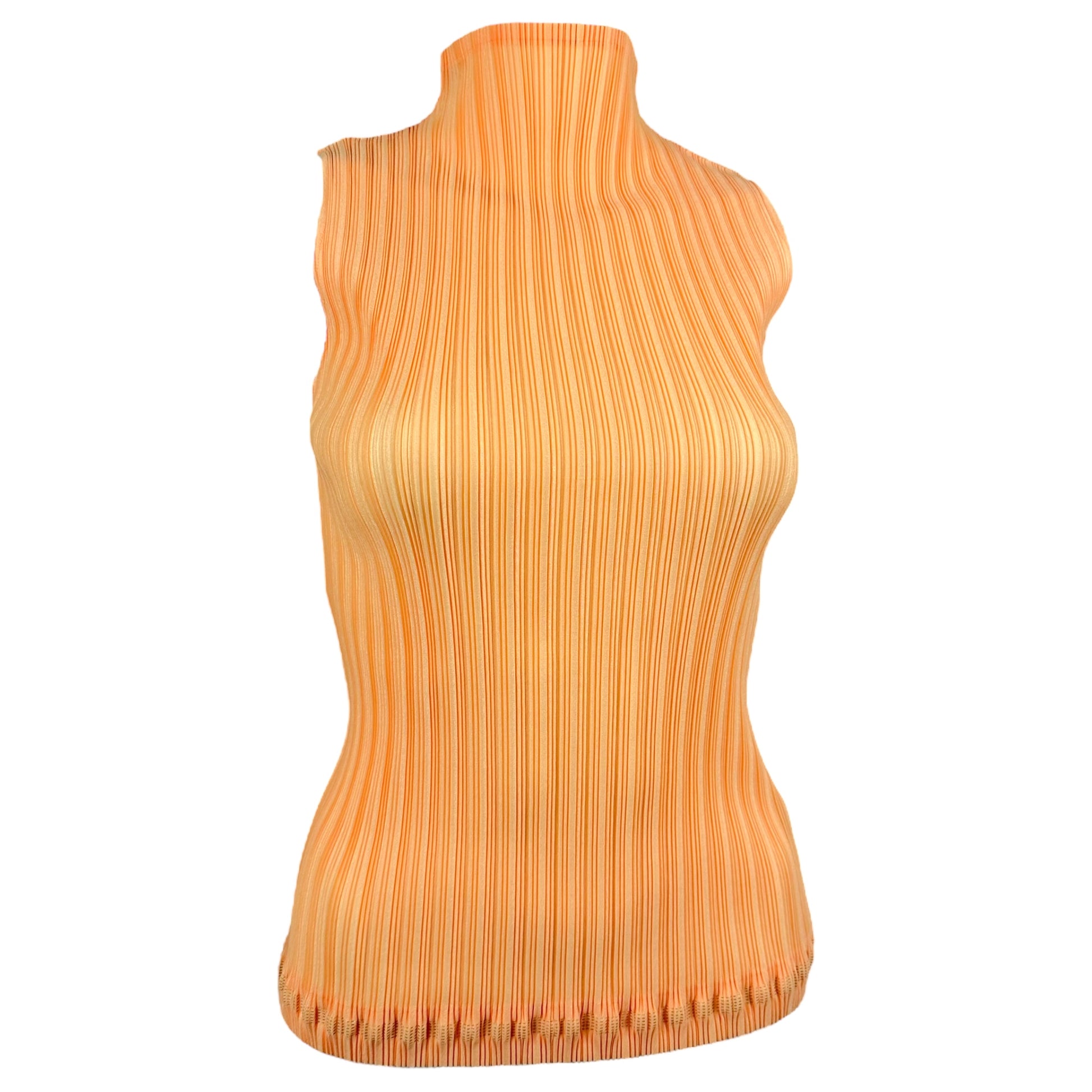 Issey Piyake Pleats Please Orange Mock Neck Tank - Outfit Repeater