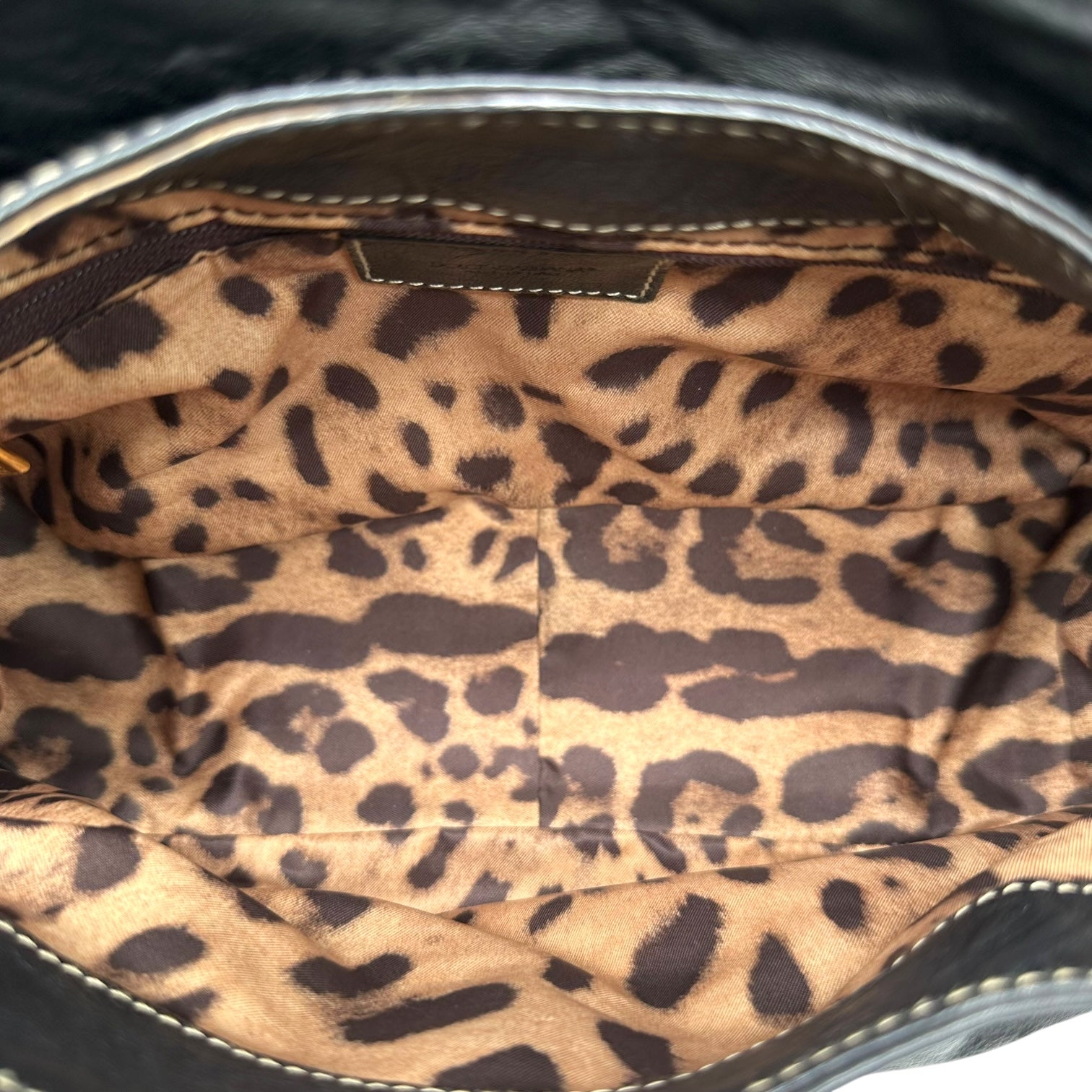 Dolce & Gabbana Black Leather & Gold Buckle Shoulder Bag - Outfit Repeater