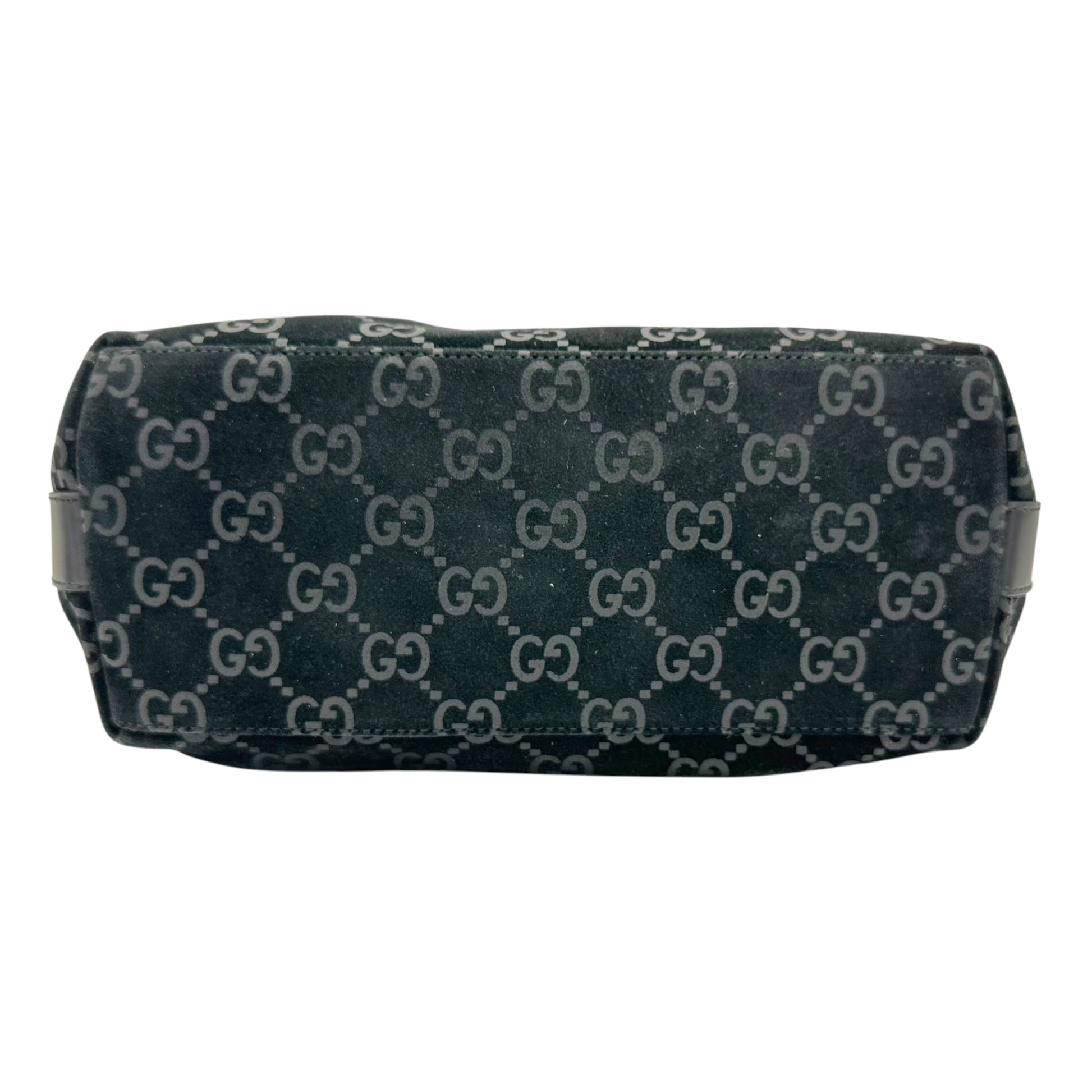 Gucci Black Suede Monogram Shoulder Bag - Outfit Repeater