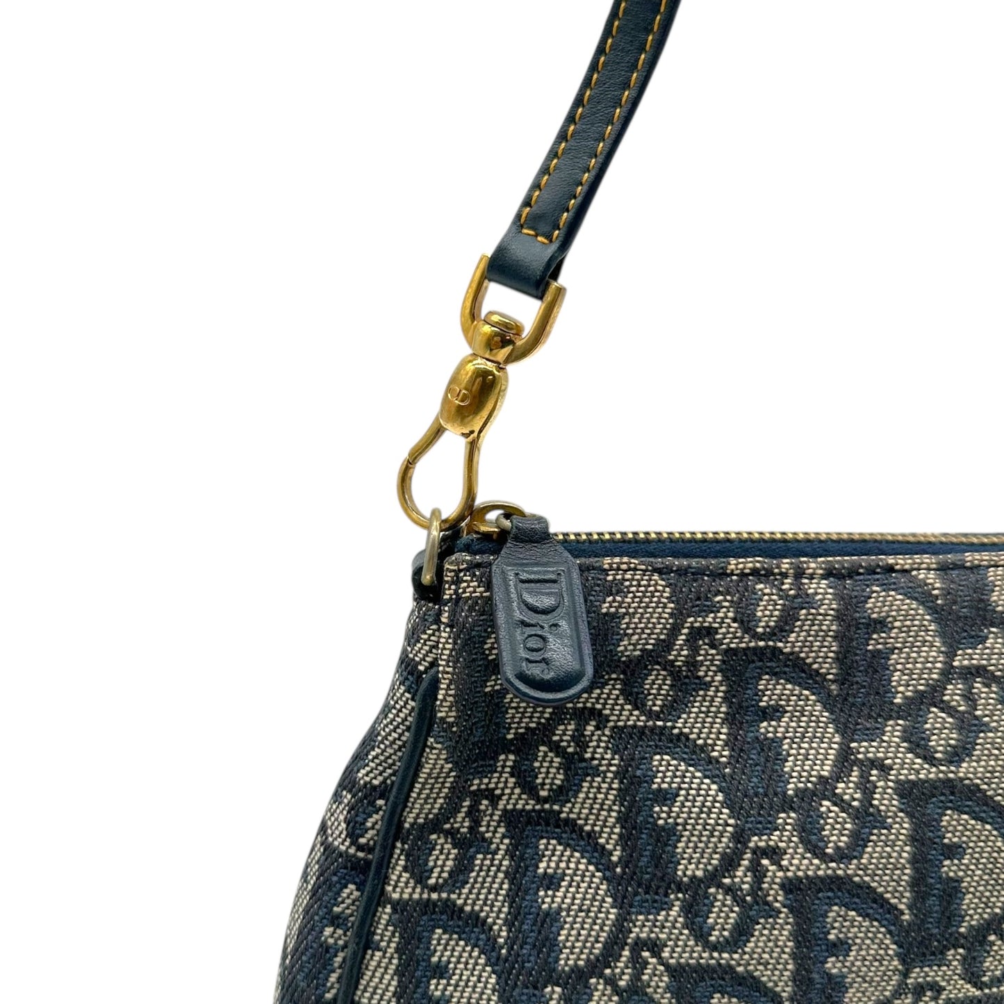 Christian Dior Navy Blue Trotter Monogram Mini Saddle Bag
