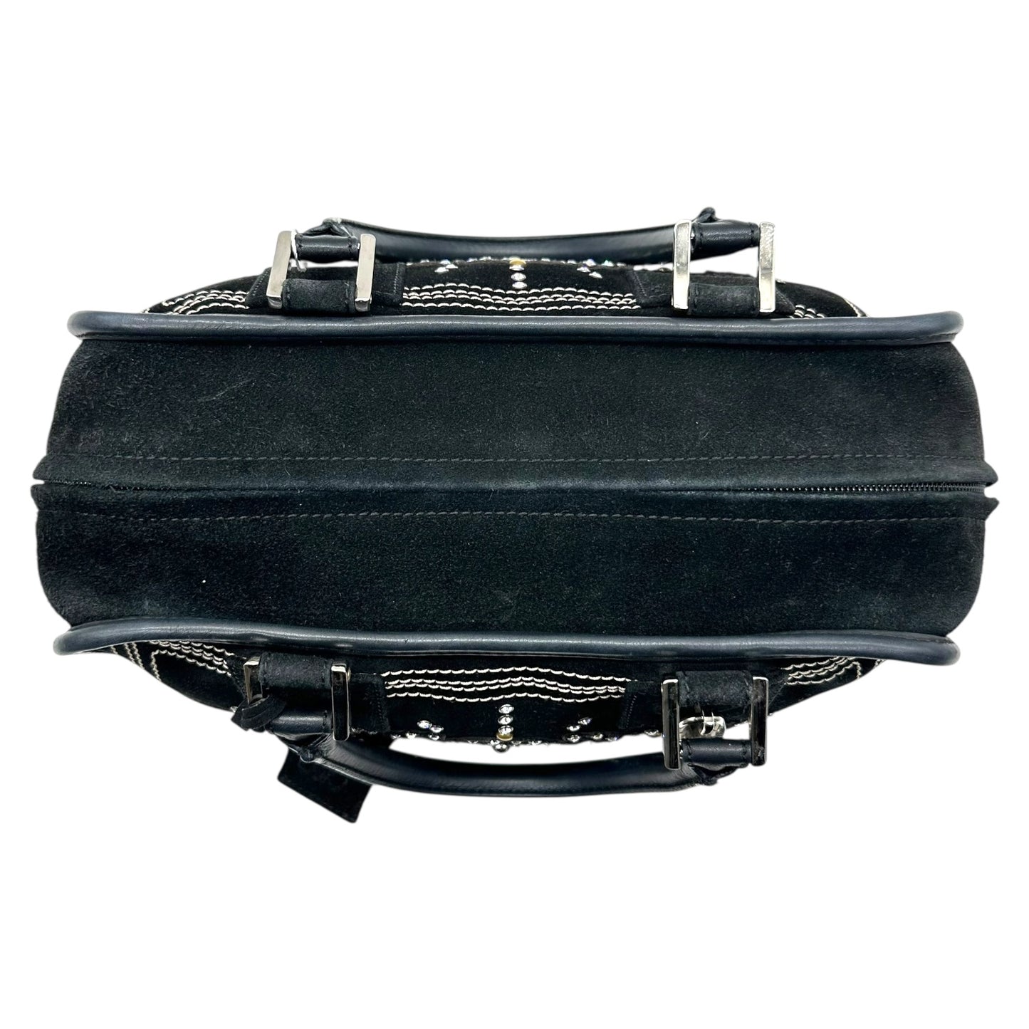 Loewe Black Suede Rhinestone Studded Amazona Bag