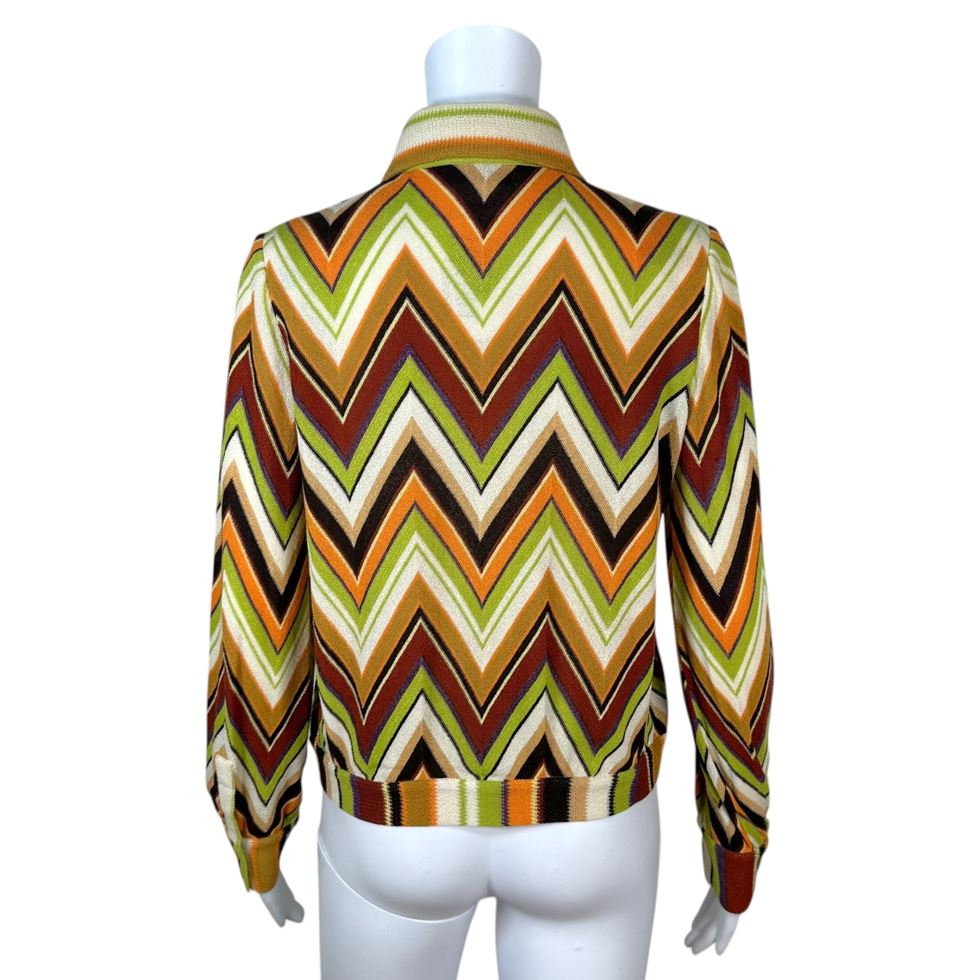 Missoni Chevron Knit Jacket Brown Orange Green